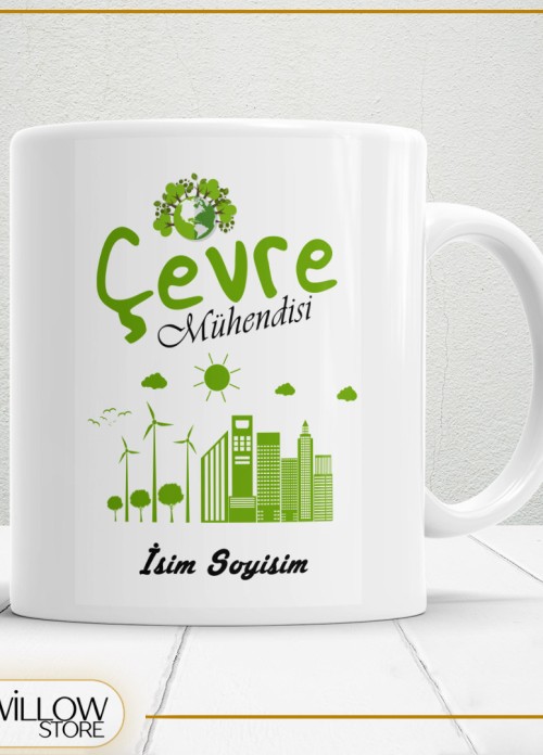 ÇEVRE MÜHENDİSİ TEMALI PORSELEN KUPA BARDAK,HEDİYELİK,YÜKSEK KALİTE,MESLEKLER TEMALI