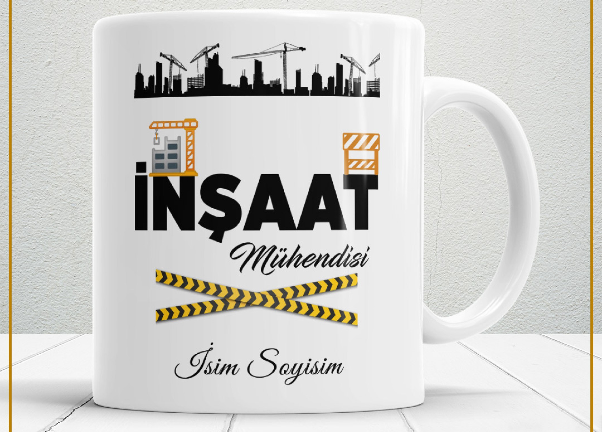 İNŞAAT MÜHENDİSİ TEMALI PORSELEN KUPA BARDAK,HEDİYELİK,YÜKSEK KALİTE,MESLEKLER TEMALI