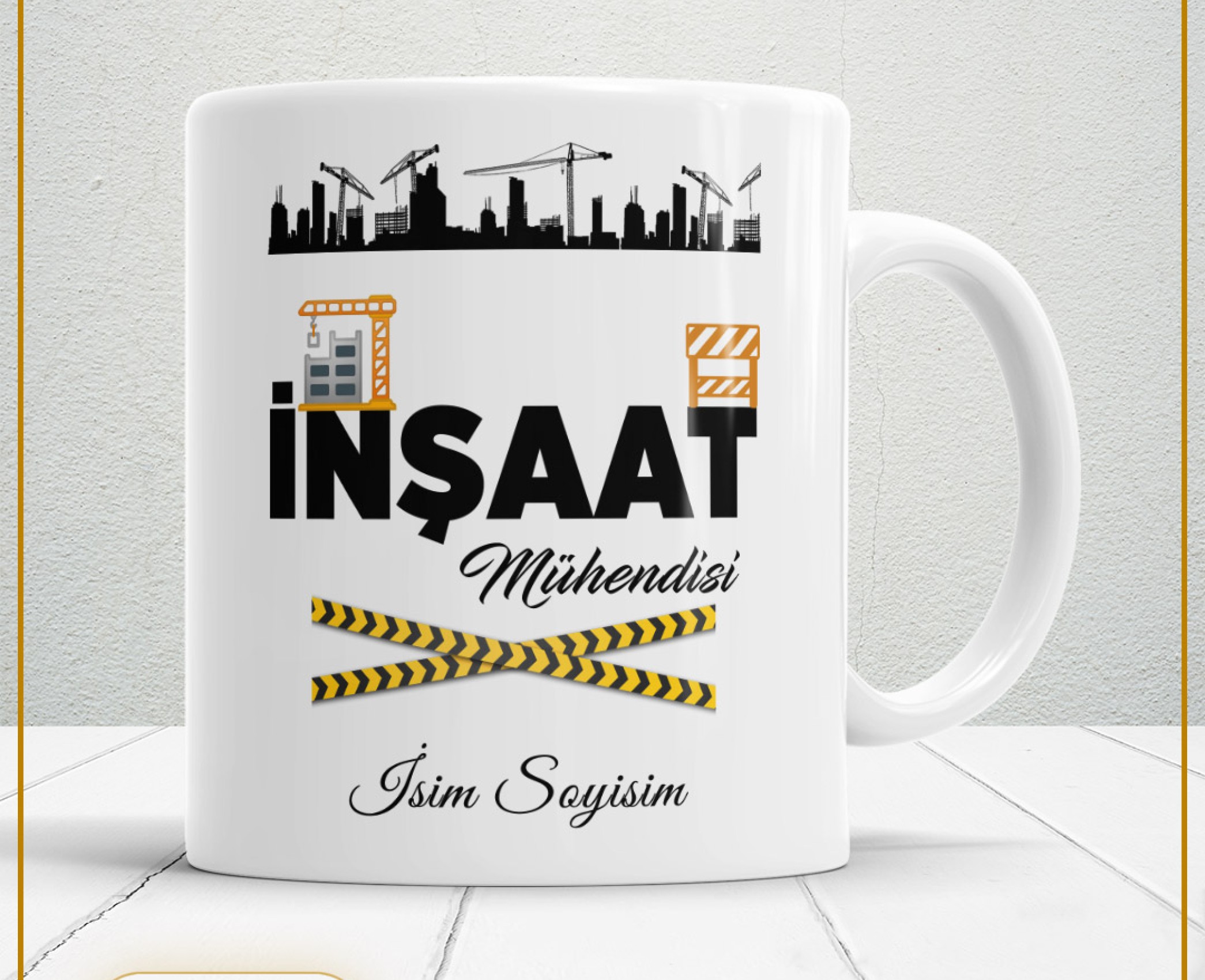 İNŞAAT MÜHENDİSİ TEMALI PORSELEN KUPA BARDAK,HEDİYELİK,YÜKSEK KALİTE,MESLEKLER TEMALI