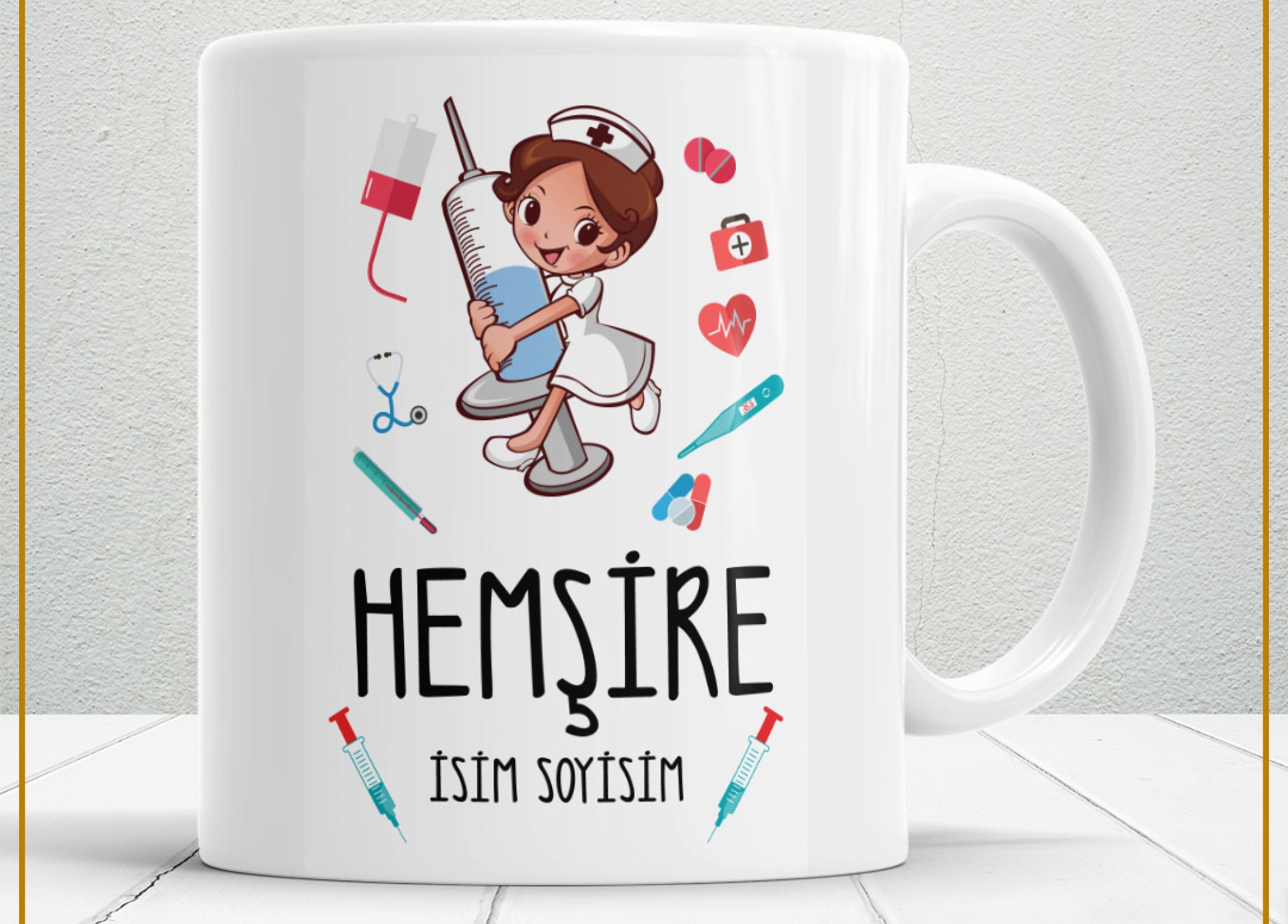 HEMŞİRE TEMALI PORSELEN KUPA BARDAK,HEDİYELİK,YÜKSEK KALİTE,MESLEKLER TEMALI