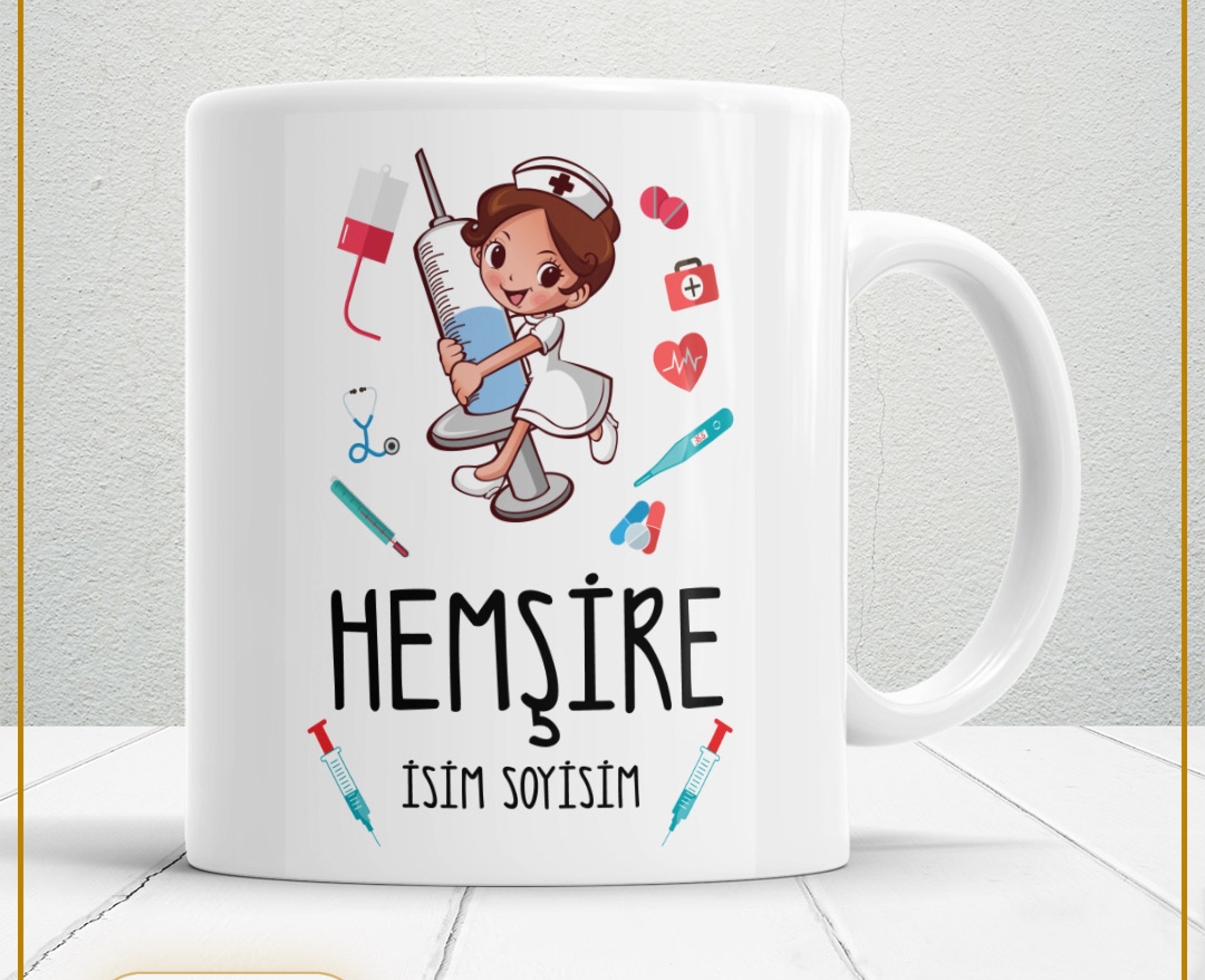 HEMŞİRE TEMALI PORSELEN KUPA BARDAK,HEDİYELİK,YÜKSEK KALİTE,MESLEKLER TEMALI