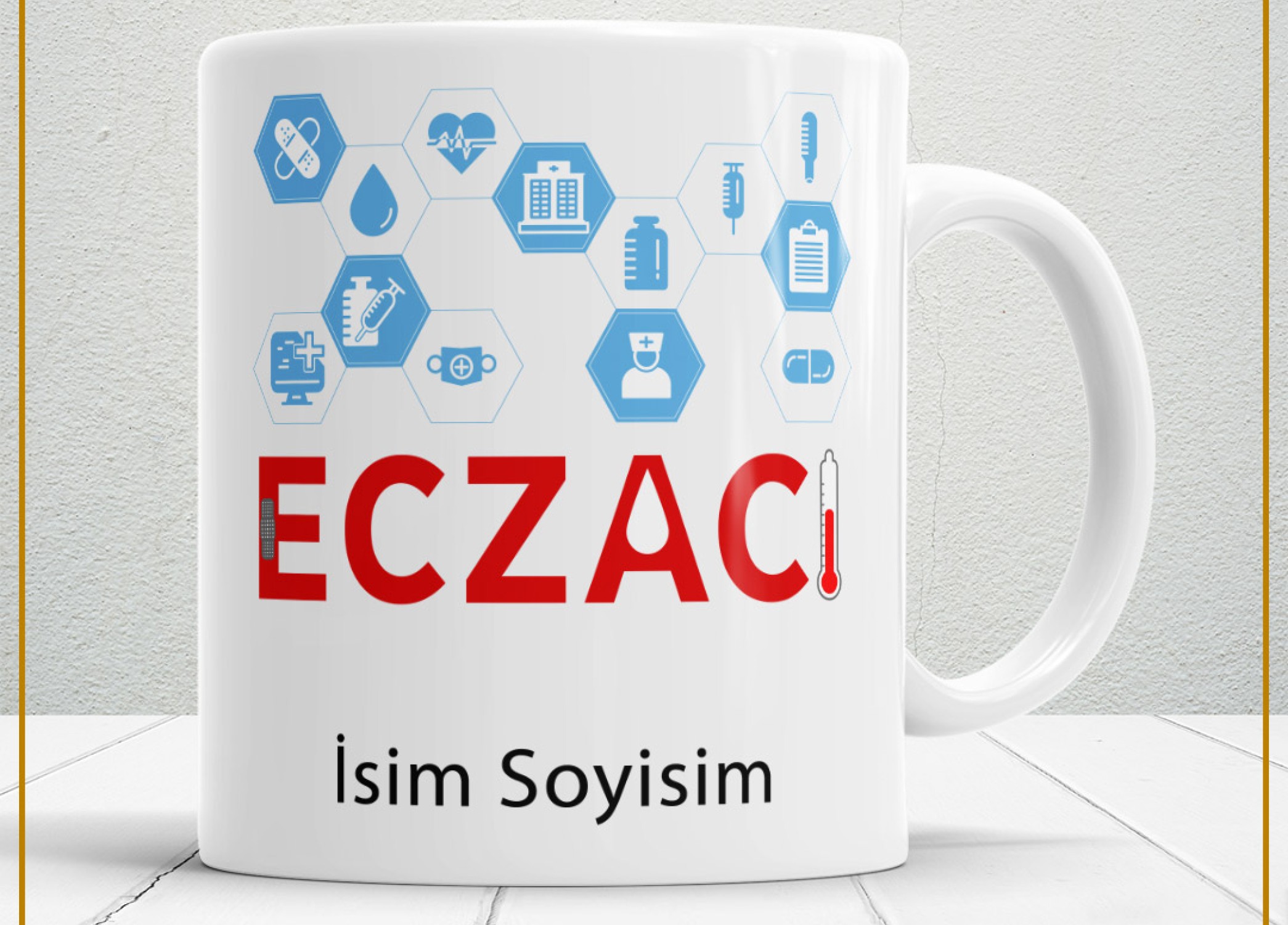 ECZACI TEMALI PORSELEN KUPA BARDAK,HEDİYELİK,YÜKSEK KALİTE,MESLEKLER TEMALI