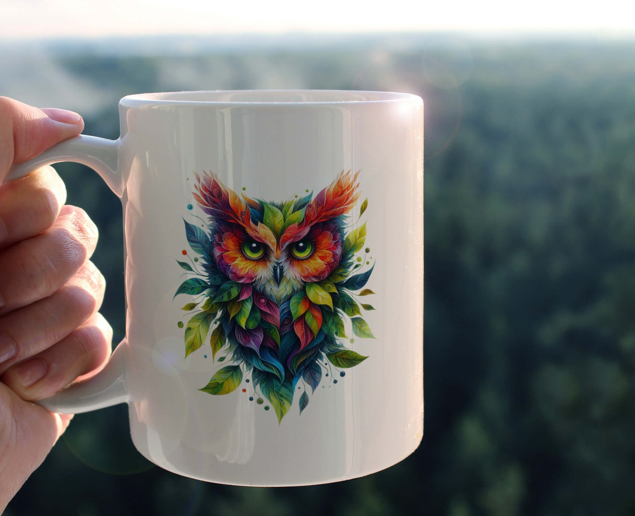 YAPRAK DESENLİ HAYVANLAR SERİSİ 7 , HEDİYELİK ,SEVİMLİ HAYVANLAR,YÜKSEK KALİTE PORSELEN KUPA BARDAK