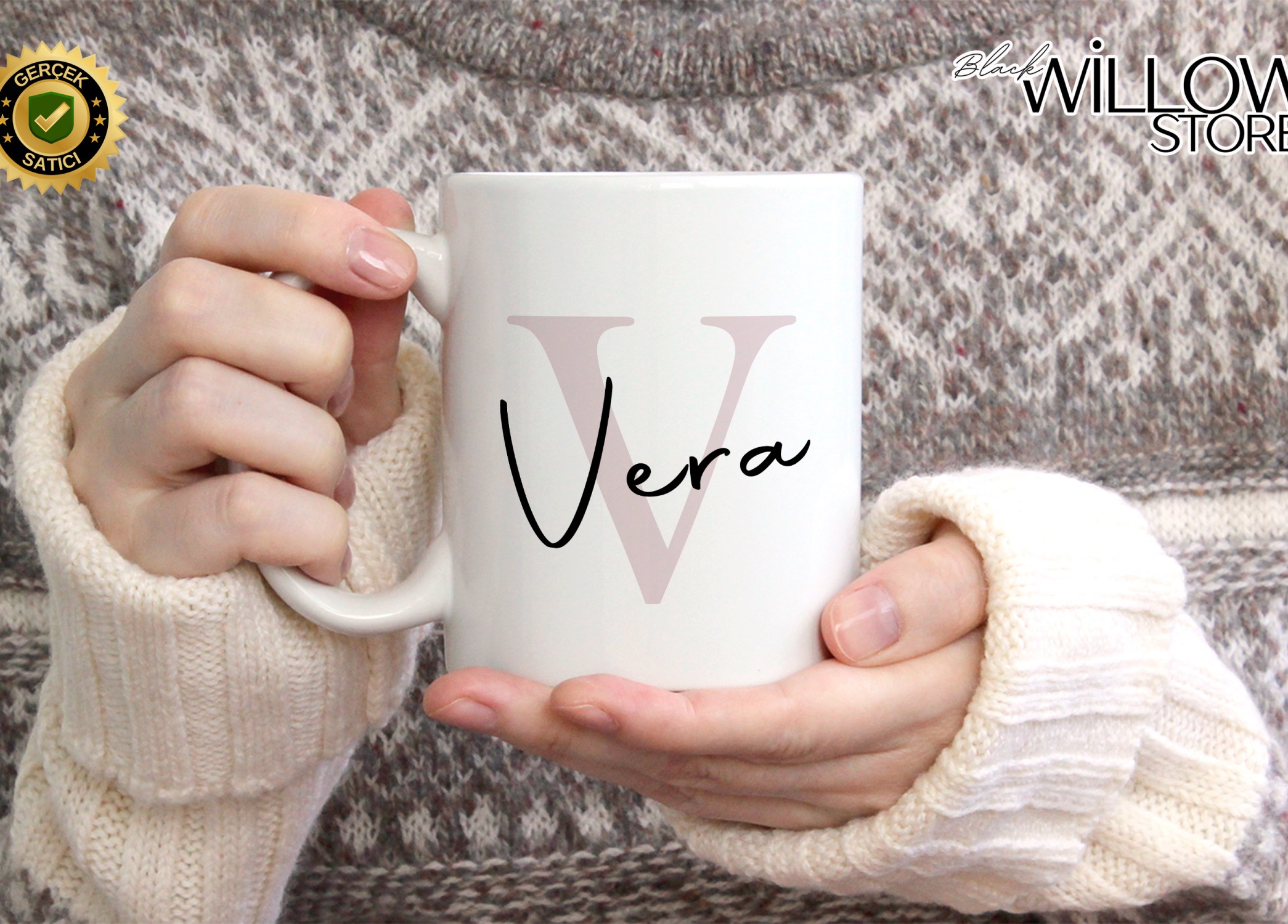 KİŞİYE ÖZEL KADIN İSİMLİ V HARFİ PORSELEN KUPA BARDAK,MODERN,ESTETİK,HEDİYE,KALİTELİ