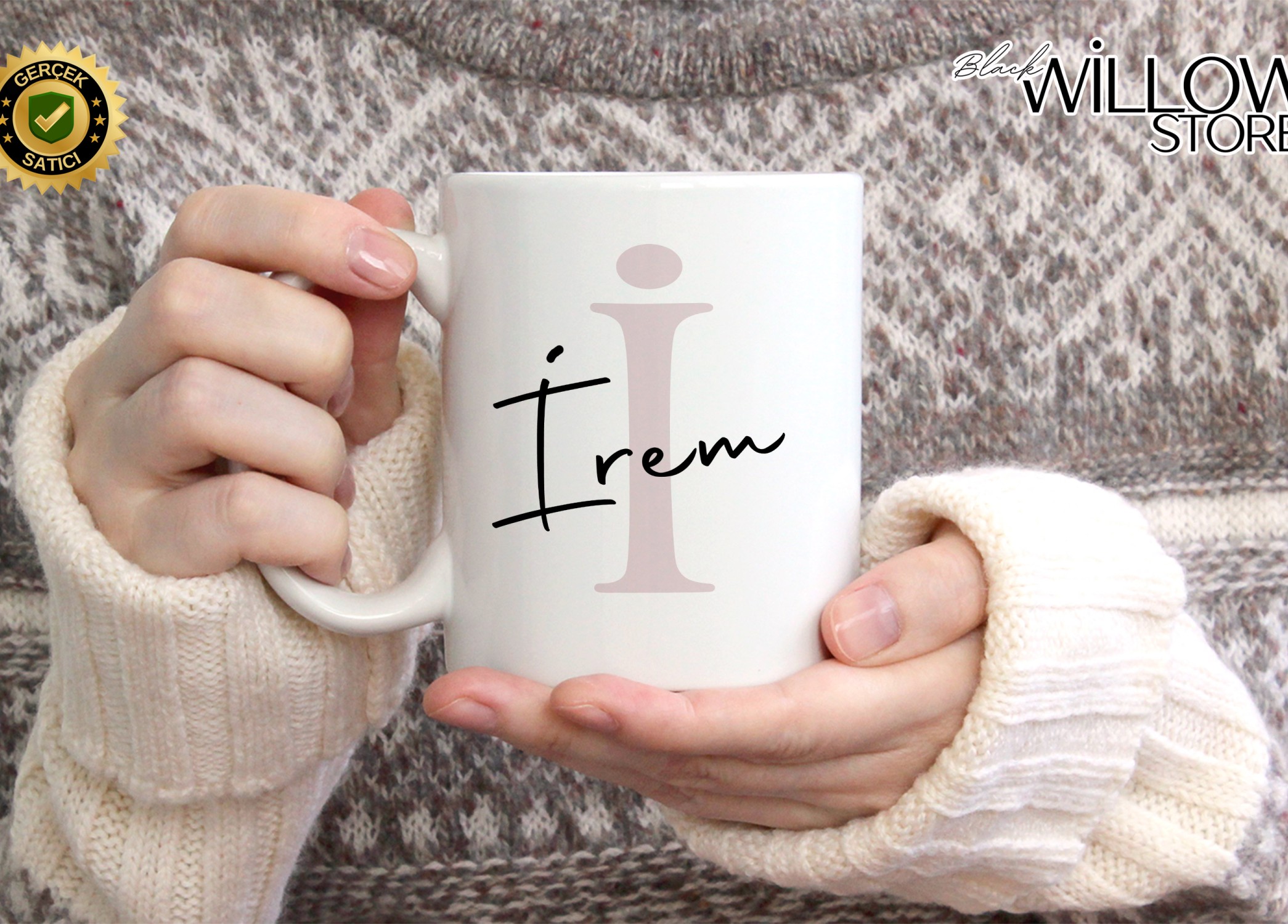 KİŞİYE ÖZEL KADIN İSİMLİ İ HARFİ PORSELEN KUPA BARDAK,MODERN,ESTETİK,HEDİYE,KALİTELİ