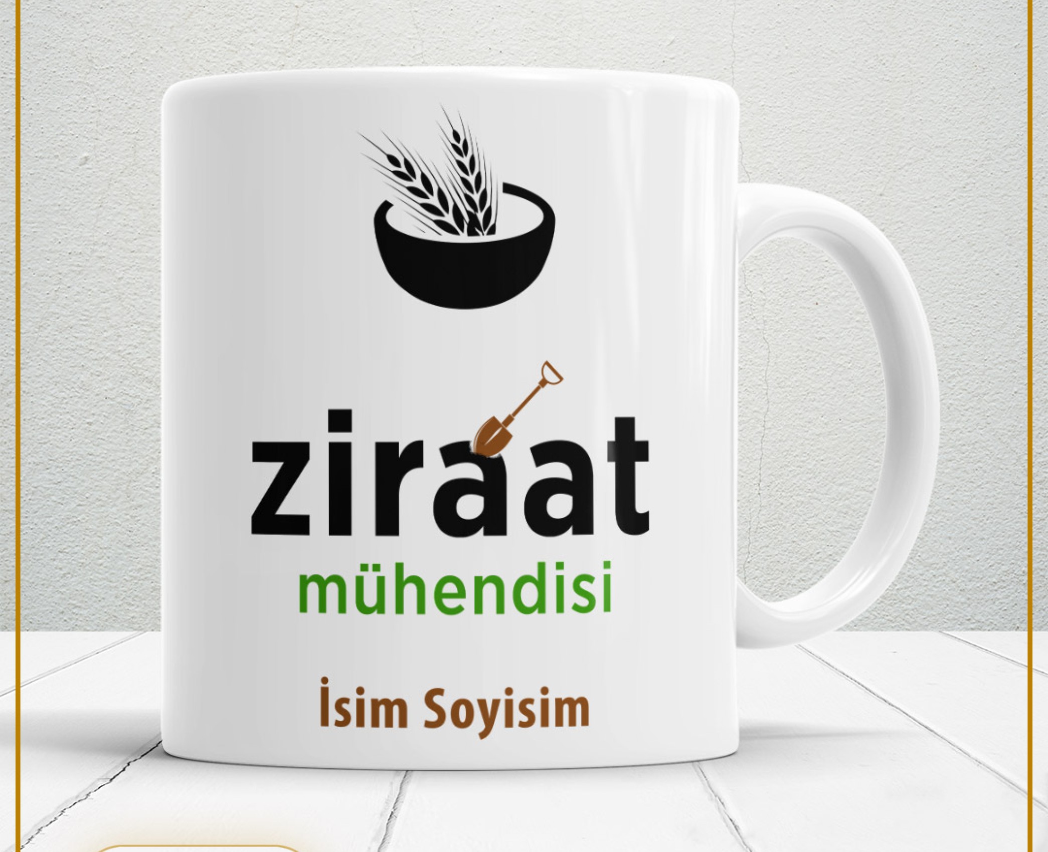 ZİRAAT MÜHENDİSİ TEMALI PORSELEN KUPA BARDAK,HEDİYELİK,YÜKSEK KALİTE,MESLEKLER TEMALI