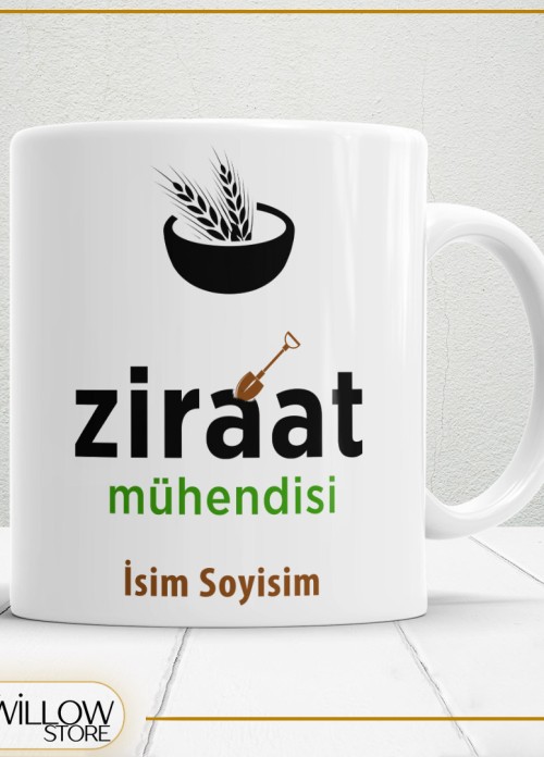 ZİRAAT MÜHENDİSİ TEMALI PORSELEN KUPA BARDAK,HEDİYELİK,YÜKSEK KALİTE,MESLEKLER TEMALI