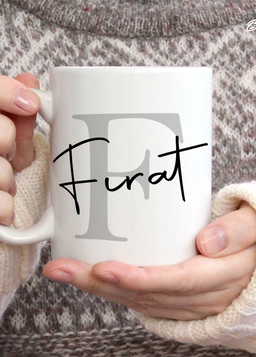 KİŞİYE ÖZEL ERKEK İSİMLİ F HARFİ PORSELEN KUPA BARDAK,MODERN,ESTETİK,HEDİYE,KALİTELİ