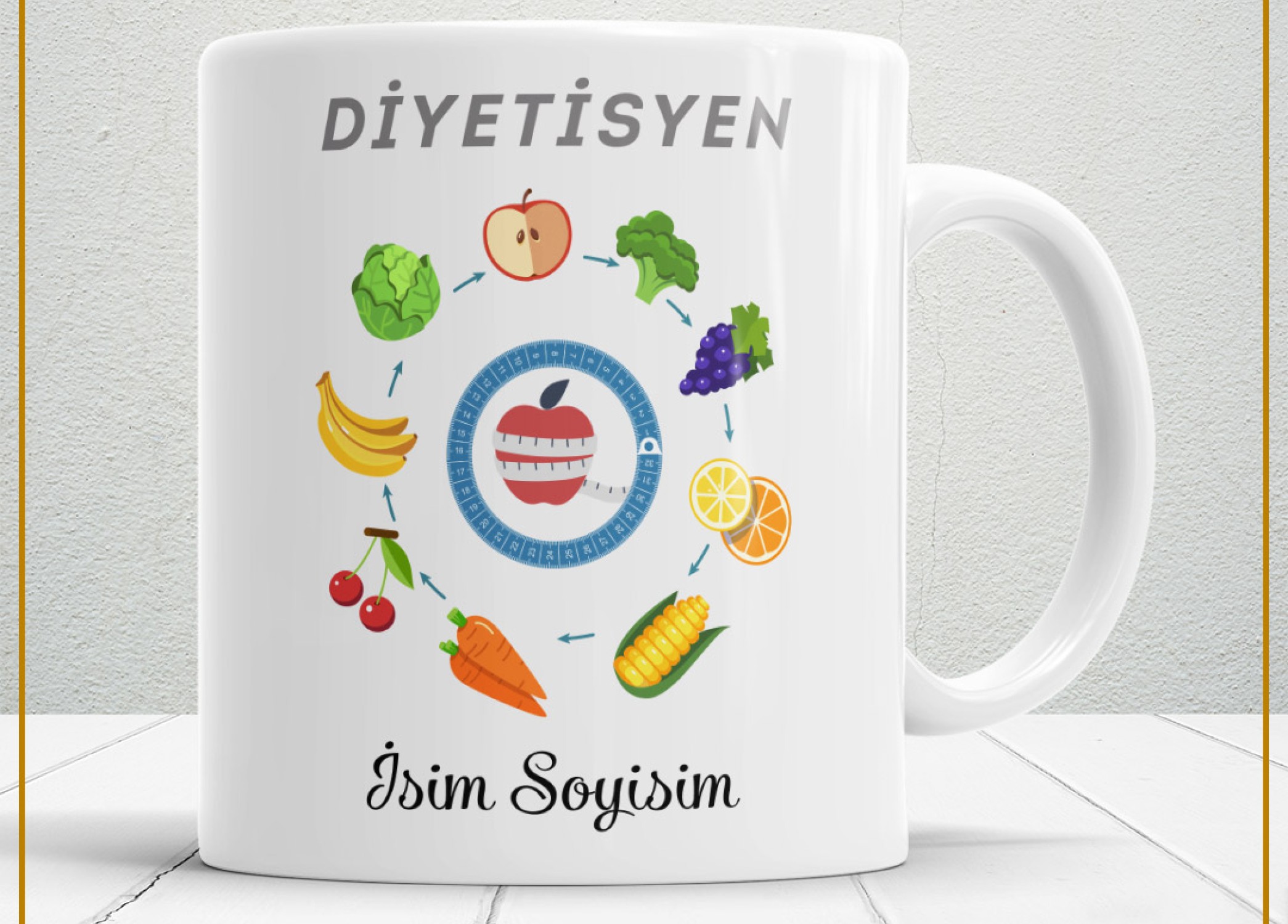 DİYETİSYEN 4 TEMALI PORSELEN KUPA BARDAK,HEDİYELİK,YÜKSEK KALİTE,MESLEKLER TEMALI