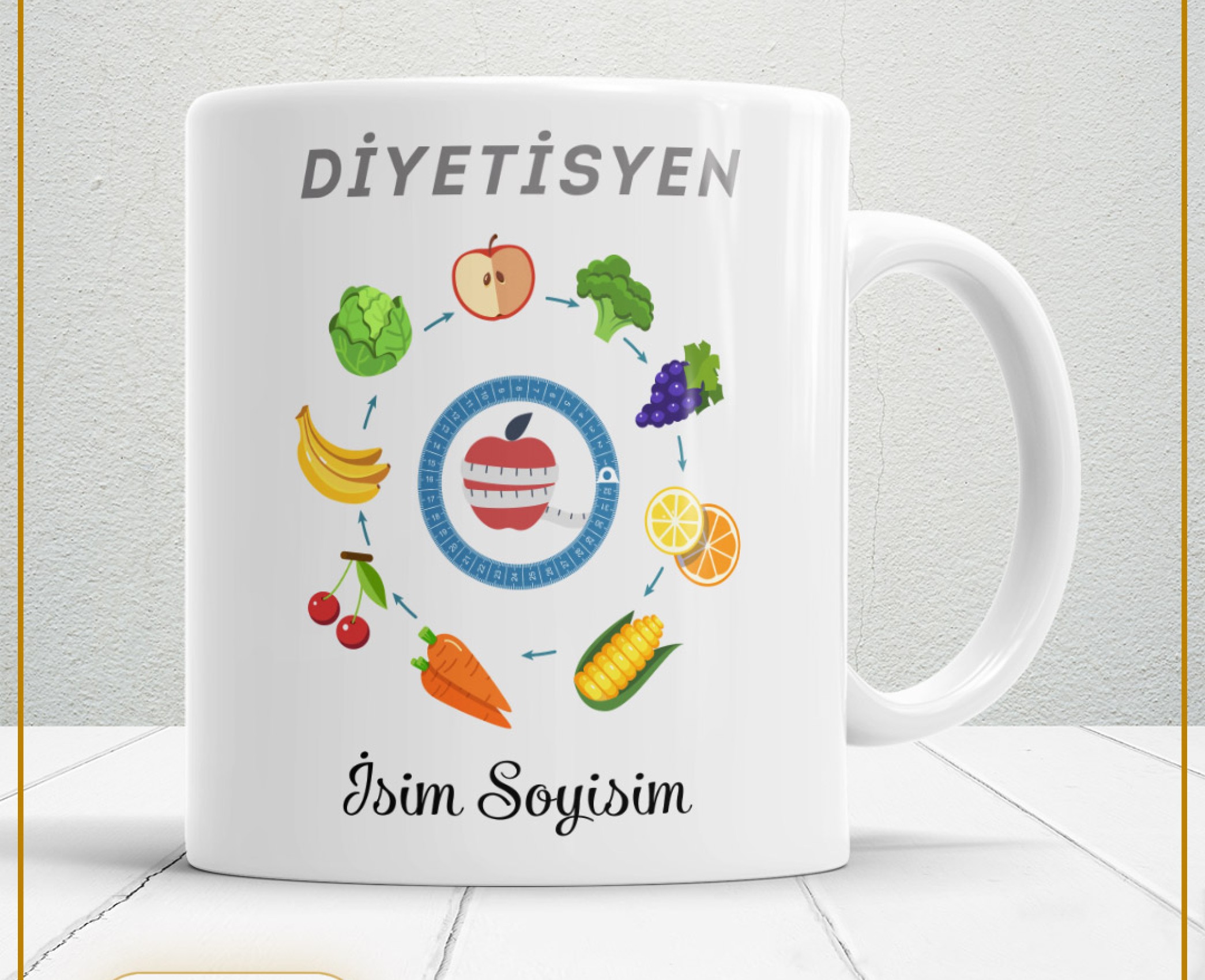 DİYETİSYEN 4 TEMALI PORSELEN KUPA BARDAK,HEDİYELİK,YÜKSEK KALİTE,MESLEKLER TEMALI