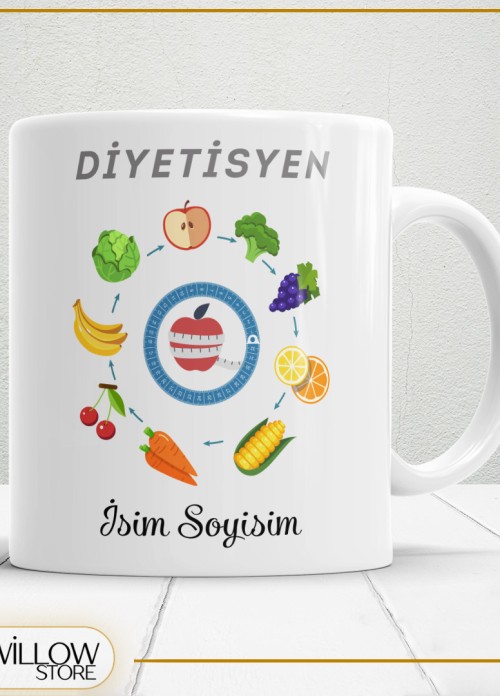DİYETİSYEN 4 TEMALI PORSELEN KUPA BARDAK,HEDİYELİK,YÜKSEK KALİTE,MESLEKLER TEMALI