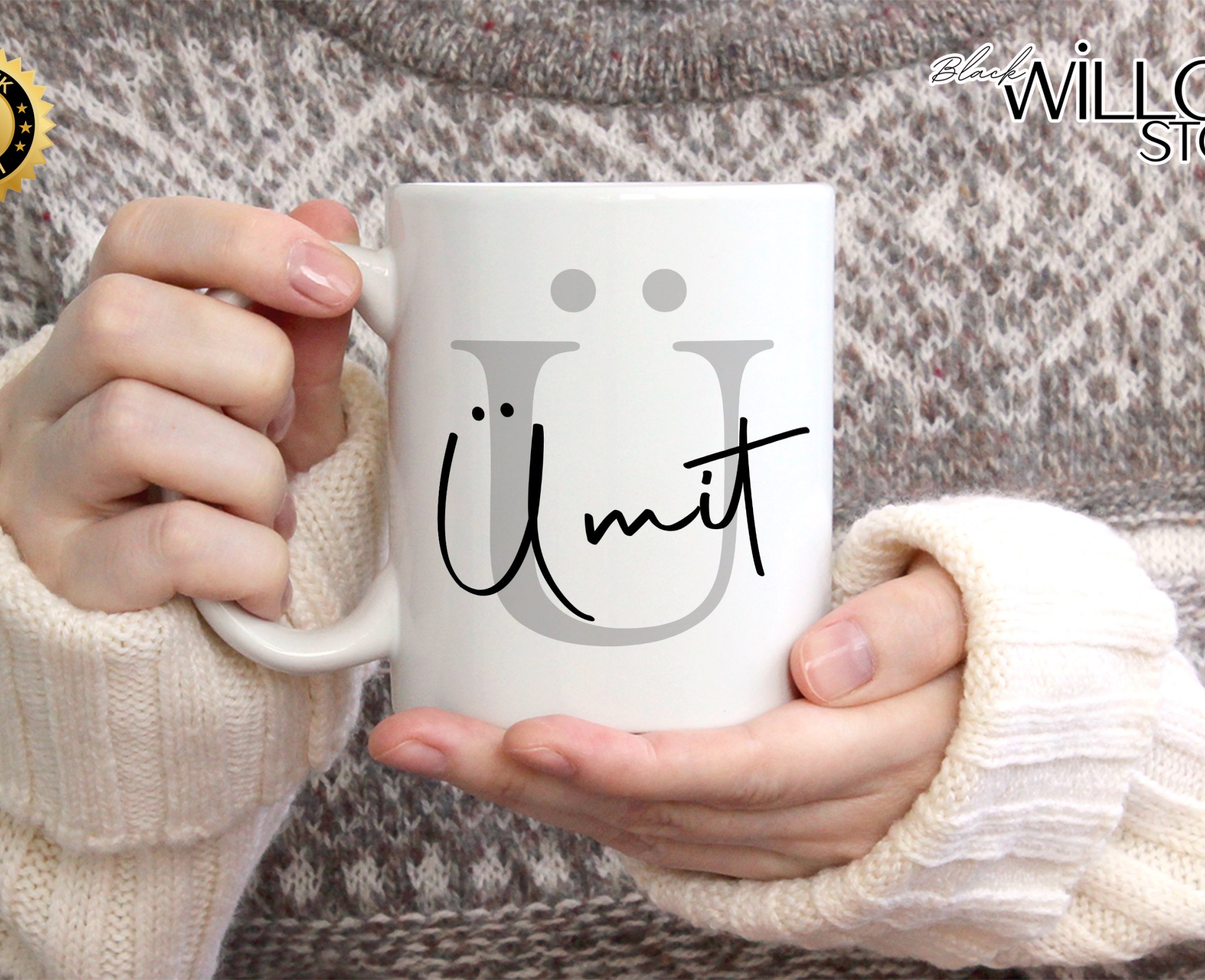 KİŞİYE ÖZEL ERKEK İSİMLİ Ü HARFİ PORSELEN KUPA BARDAK,MODERN,ESTETİK,HEDİYE,KALİTELİ