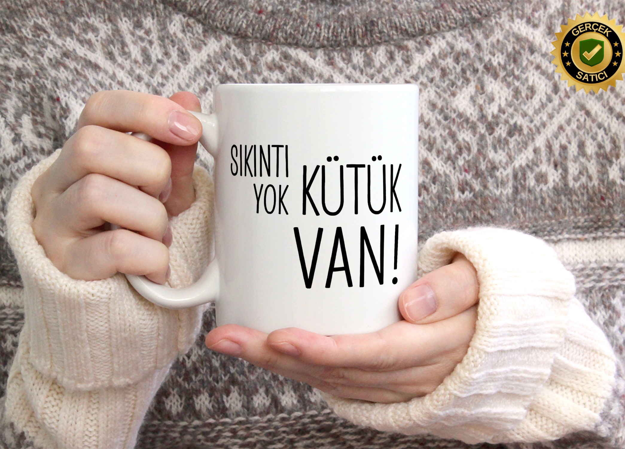 Sıkıntı Yok Kütük Van Temalı Porselen Kupa Bardak,Mizah,Hediyelik,Kişiselleştirilebir