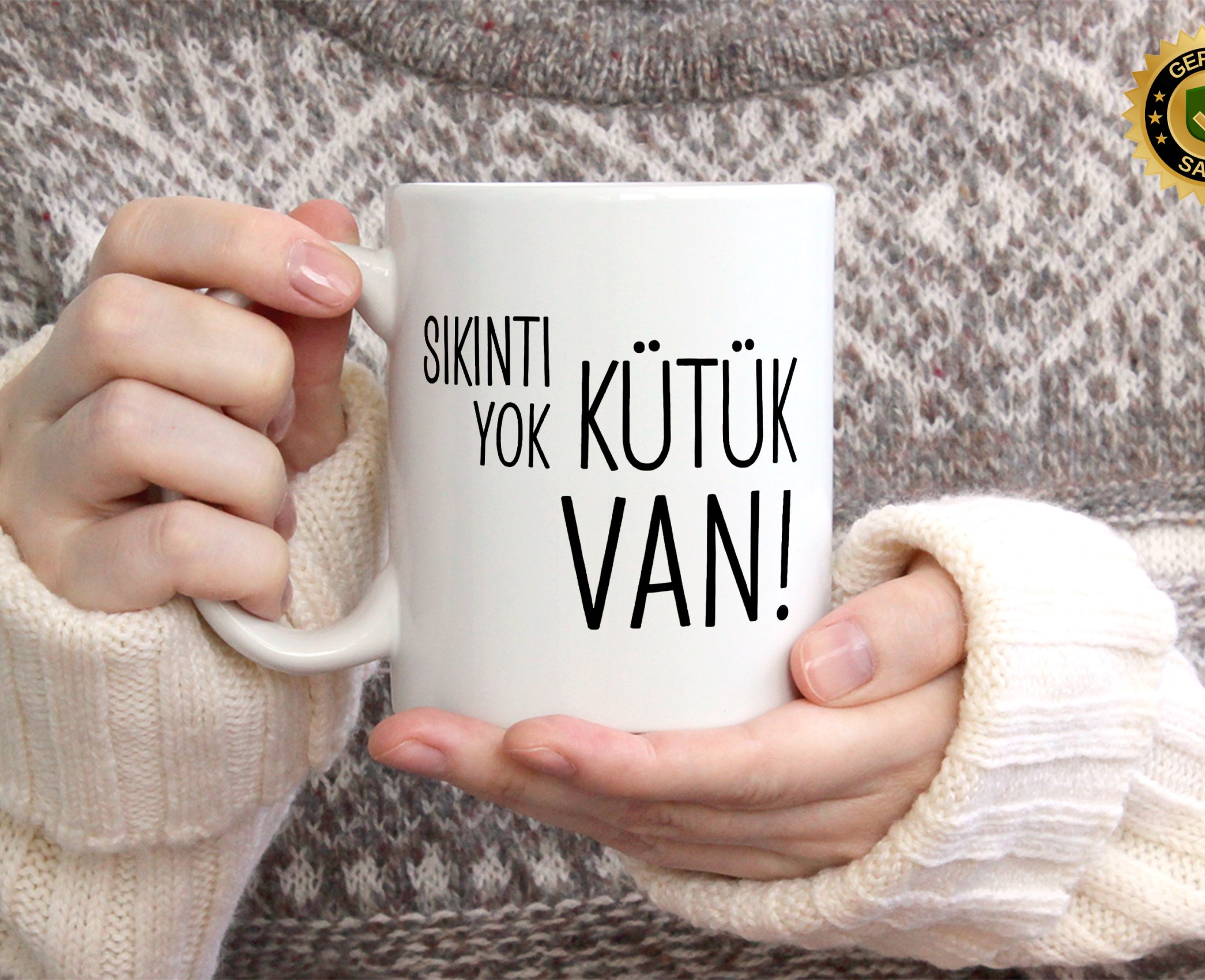 Sıkıntı Yok Kütük Van Temalı Porselen Kupa Bardak,Mizah,Hediyelik,Kişiselleştirilebir