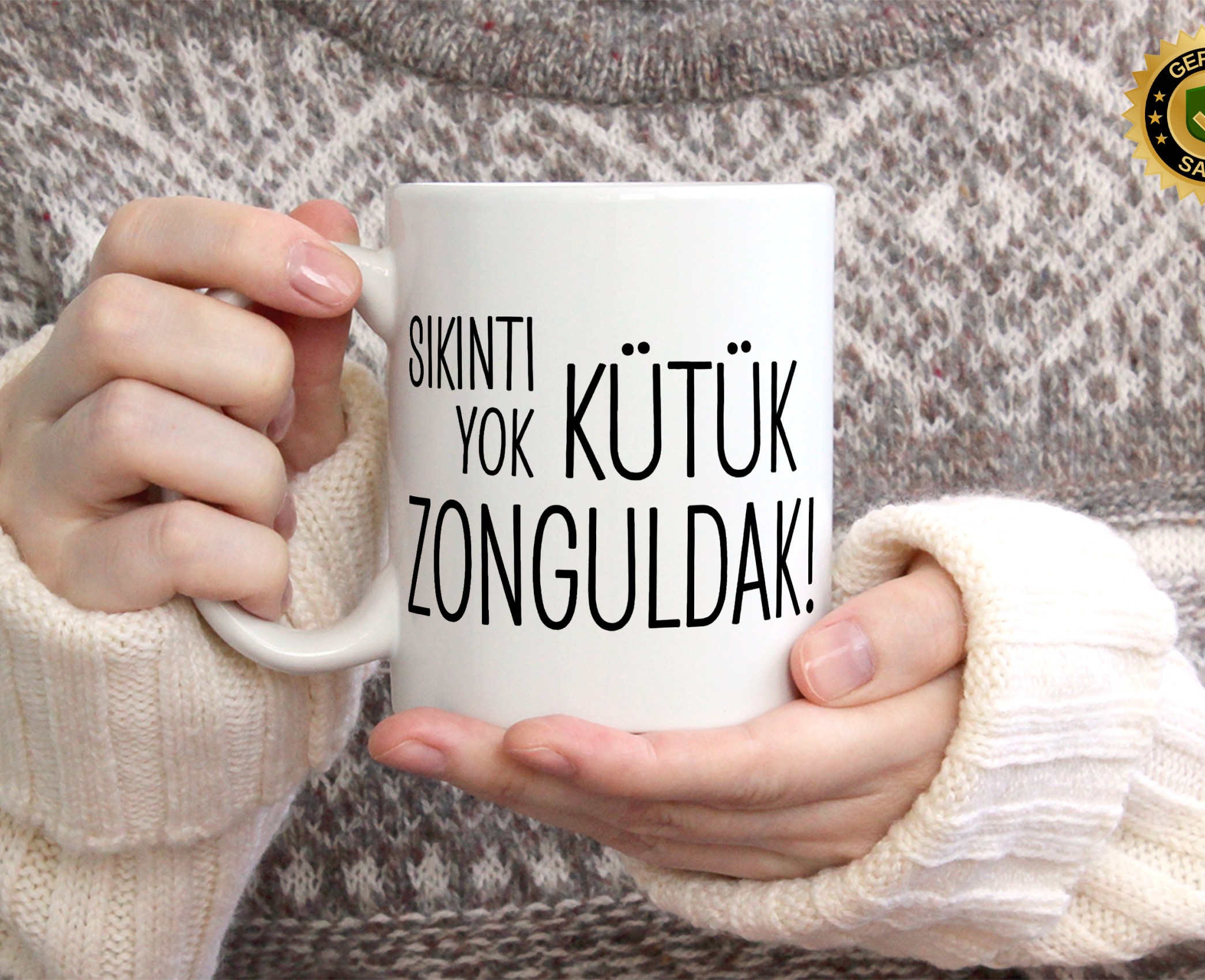 Sıkıntı Yok Kütük Zonguldak Temalı Porselen Kupa Bardak,Mizah,Hediyelik,Kişiselleştirilebir