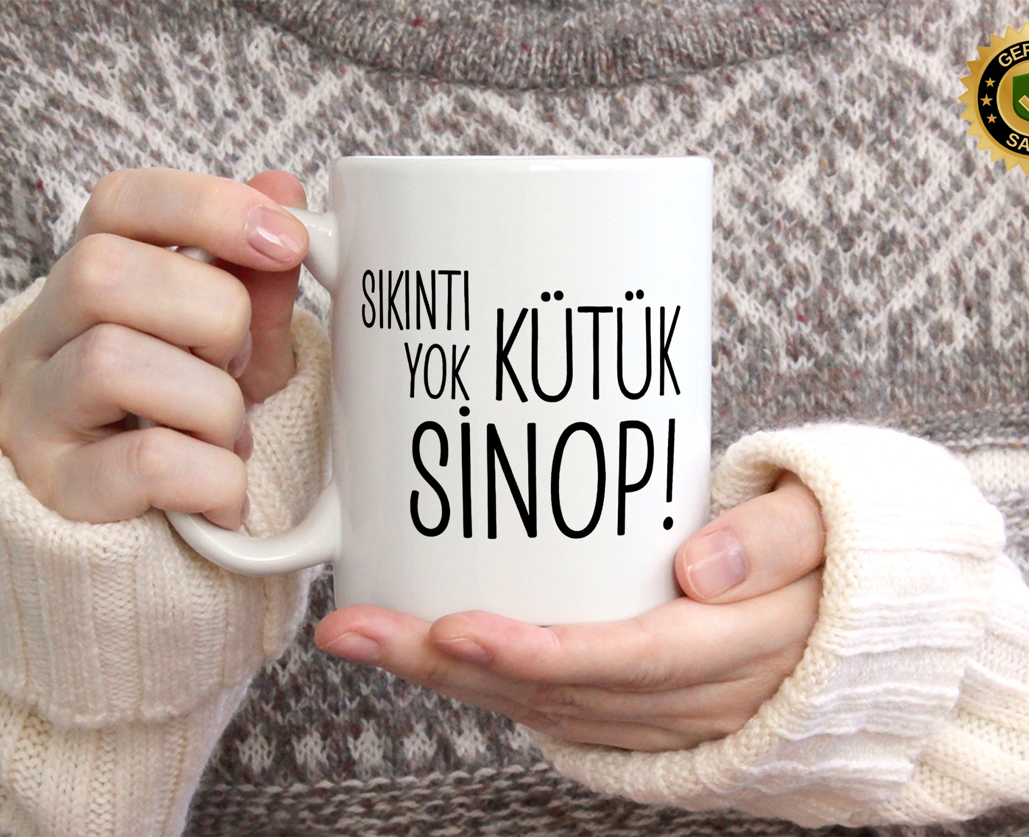 Sıkıntı Yok Kütük Sinop Temalı Porselen Kupa Bardak,Mizah,Hediyelik,Kişiselleştirilebir