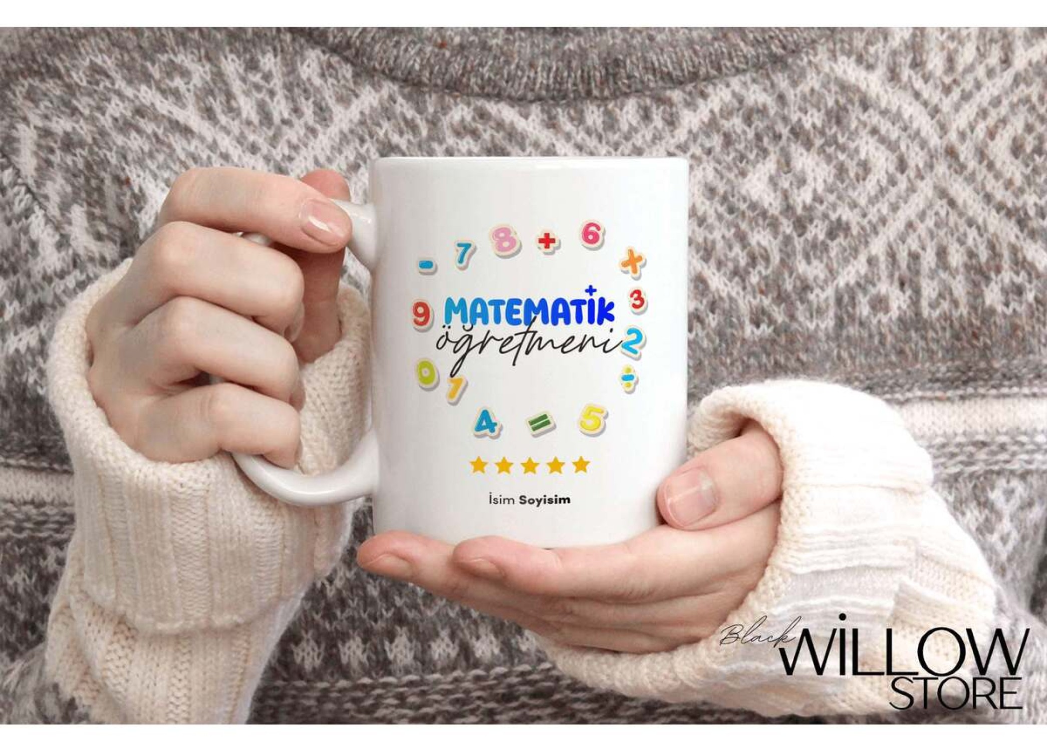 MATEMATİK ÖĞRETMENİ TEMALI KİŞİYE ÖZEL SERAMİK KUPA BARDAK