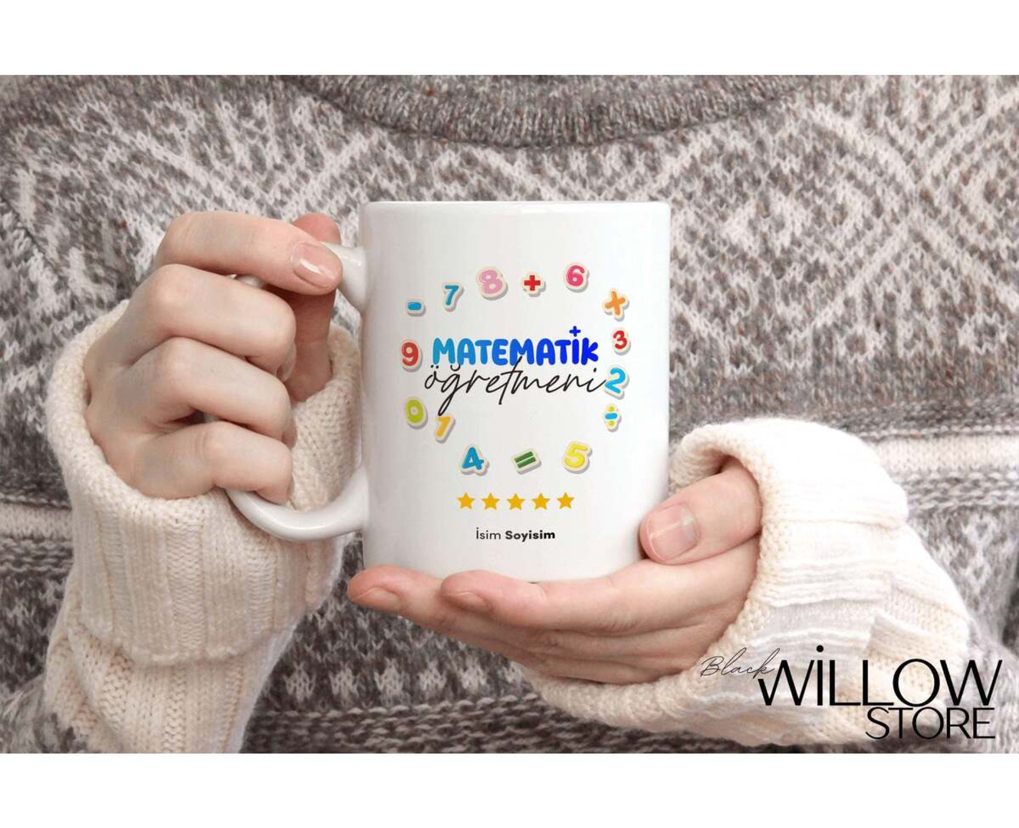 MATEMATİK ÖĞRETMENİ TEMALI KİŞİYE ÖZEL SERAMİK KUPA BARDAK