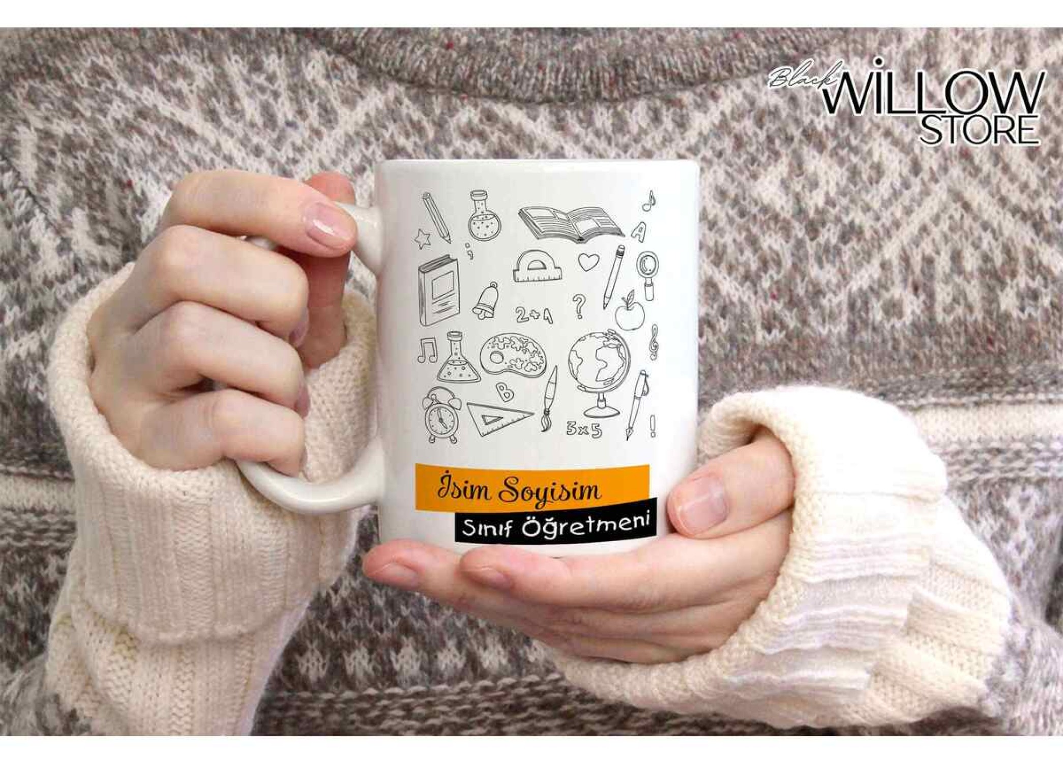 SINIF ÖĞRETMENİ TEMALI KİŞİYE ÖZEL SERAMİK KUPA BARDAK1