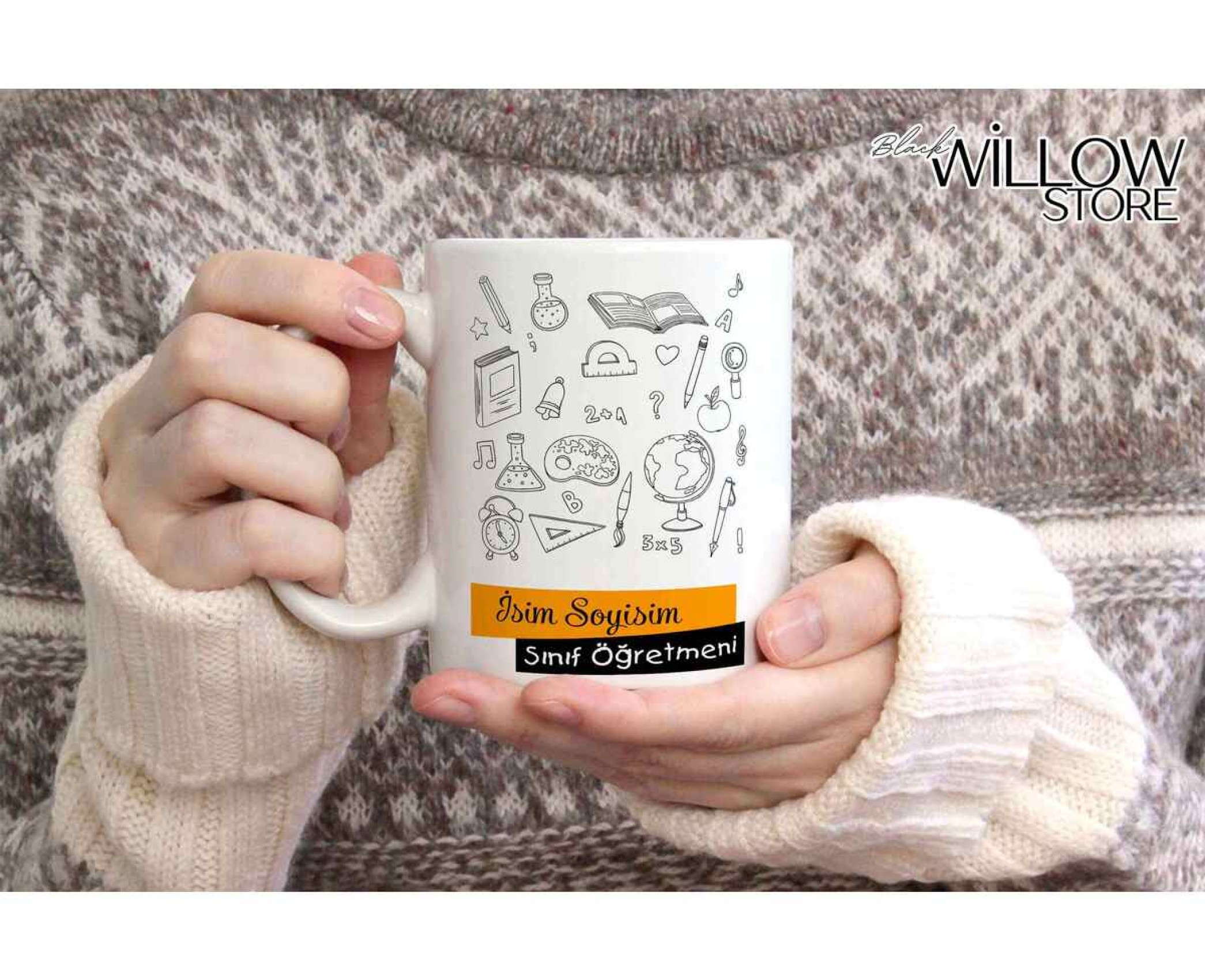 SINIF ÖĞRETMENİ TEMALI KİŞİYE ÖZEL SERAMİK KUPA BARDAK1