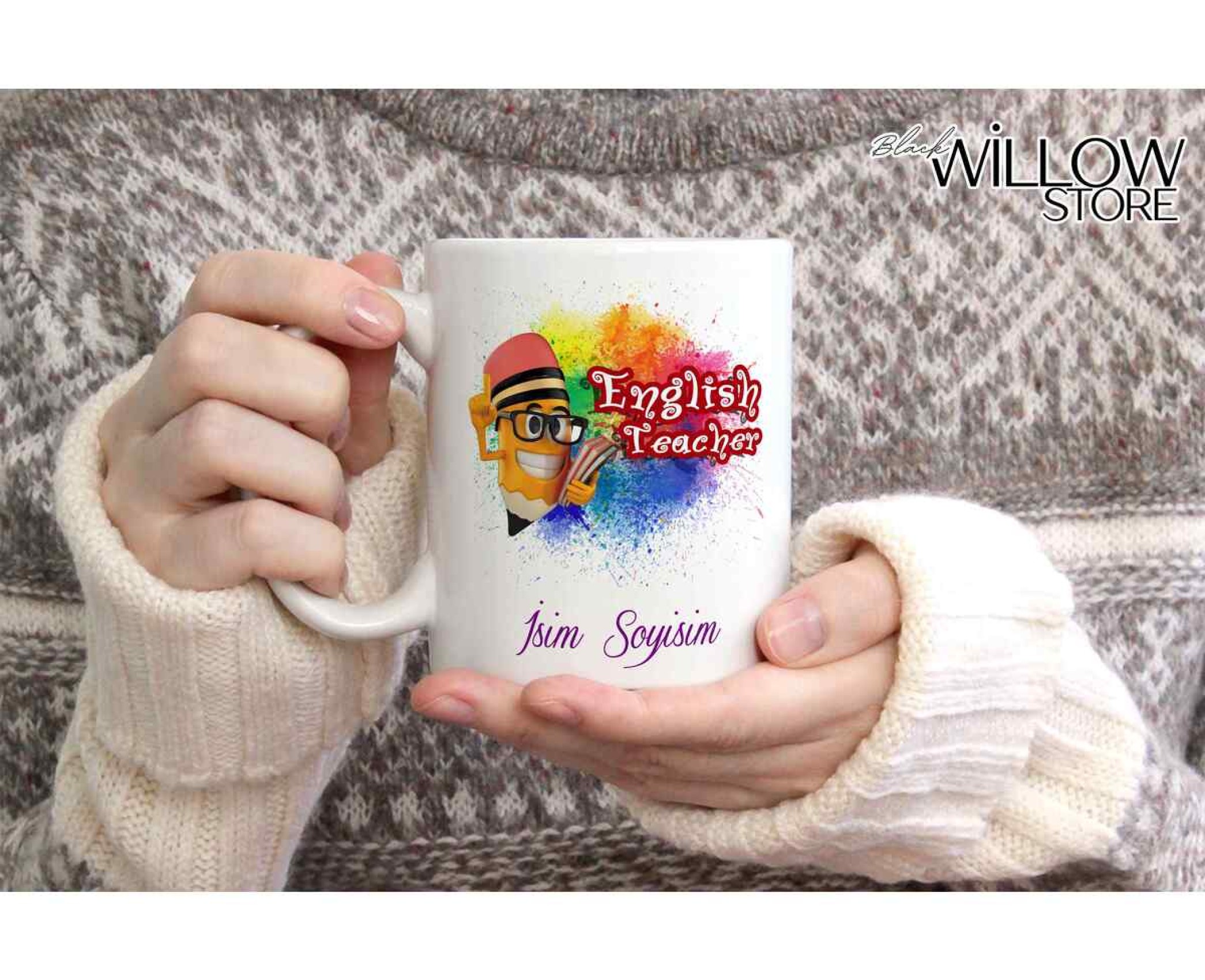 İNGİLİZCE ÖĞRETMENİ TEMALI KİŞİYE ÖZEL SERAMİK KUPA BARDAK