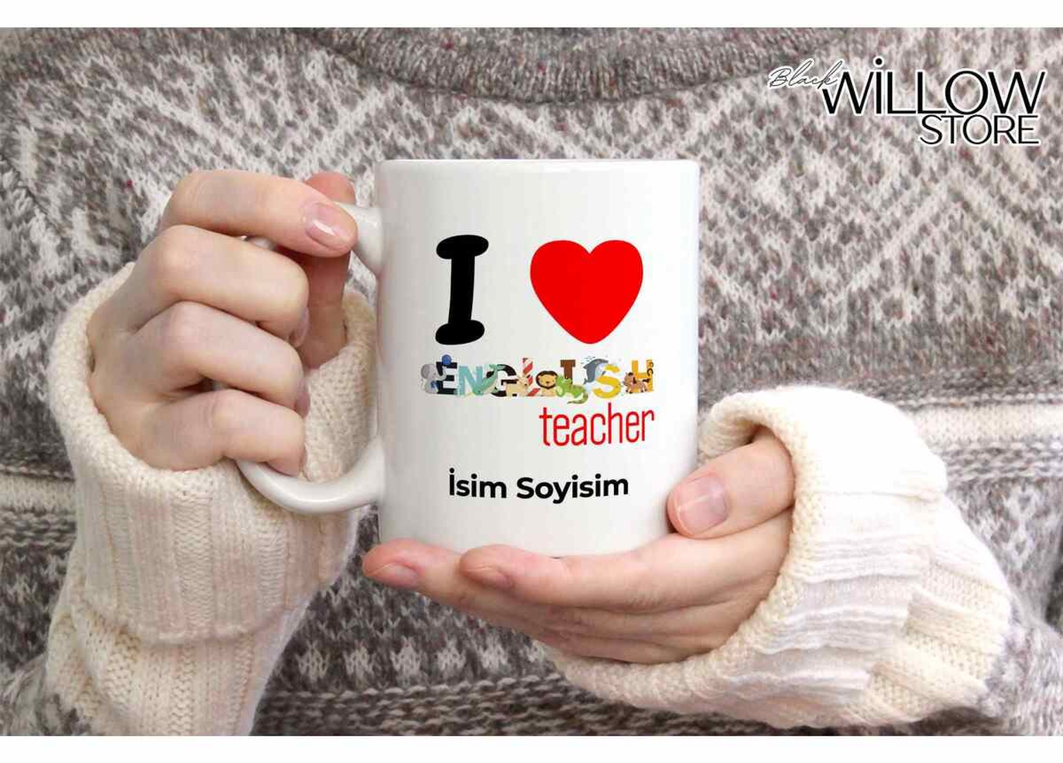 İNGİLİZCE ÖĞRETMENİ TEMALI KİŞİYE ÖZEL SERAMİK KUPA BARDAK