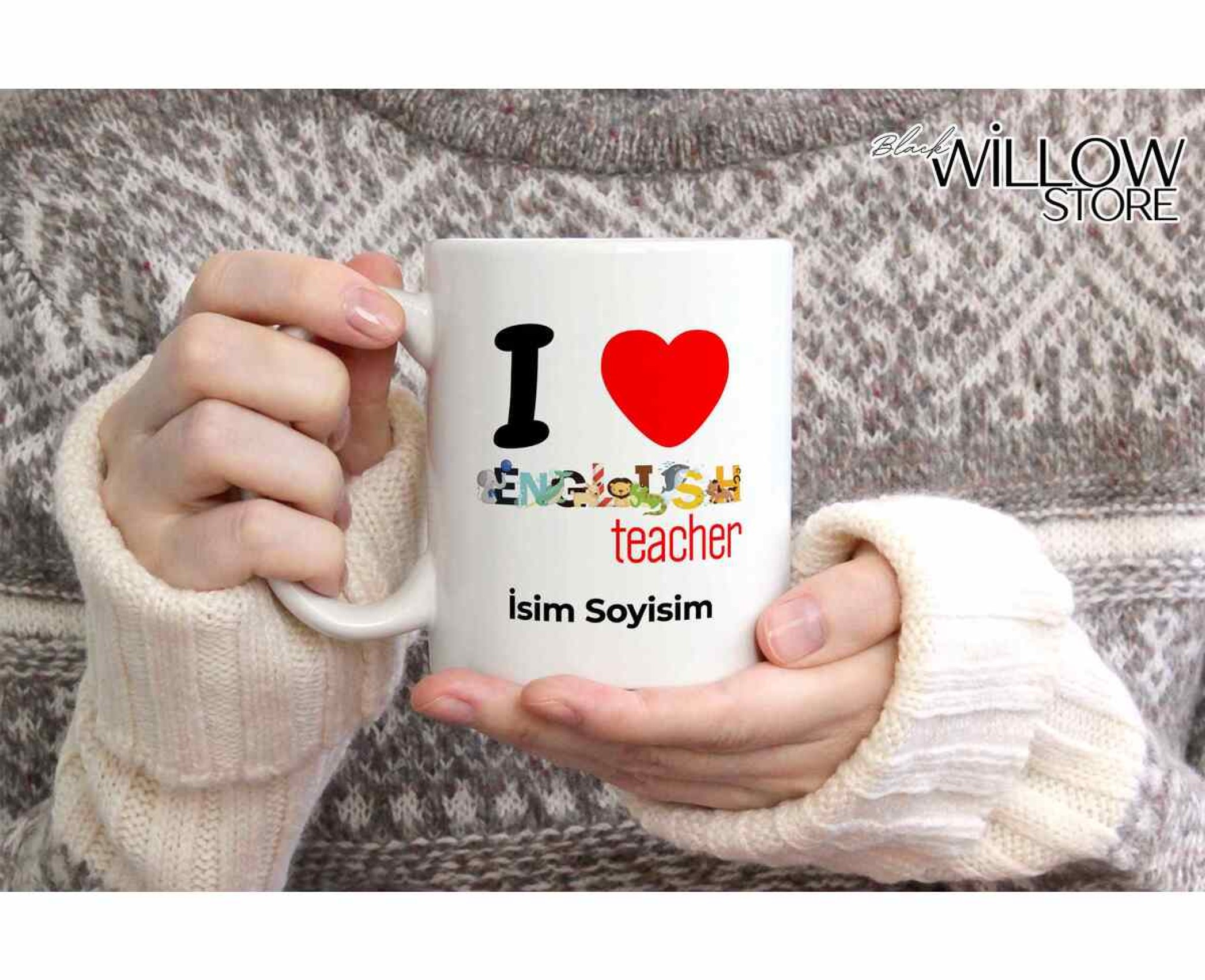 İNGİLİZCE ÖĞRETMENİ TEMALI KİŞİYE ÖZEL SERAMİK KUPA BARDAK