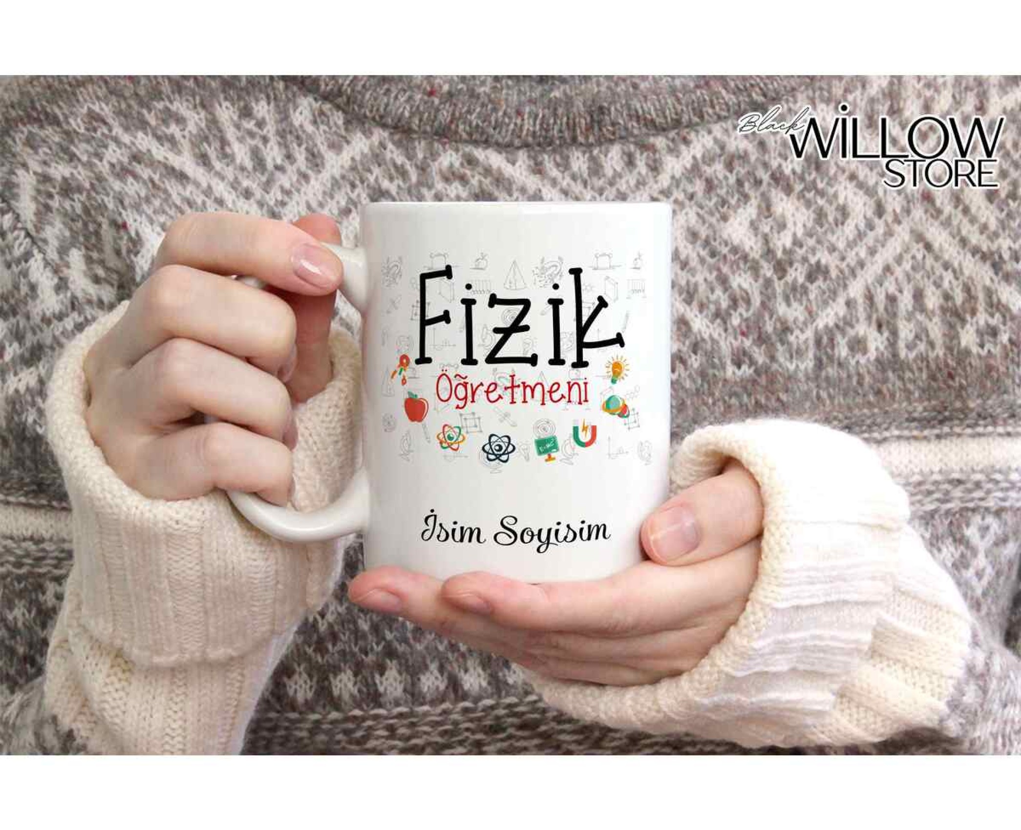 FİZİK ÖĞRETMENİ TEMALI KİŞİYE ÖZEL SERAMİK KUPA BARDAK