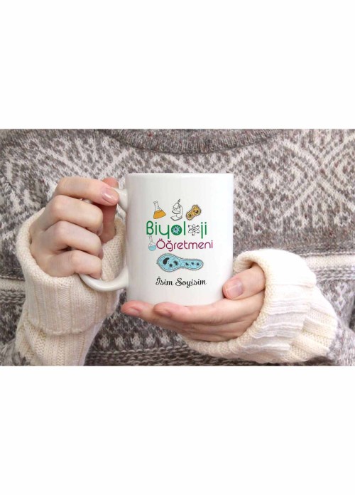 BİYOLOJİ ÖĞRETMENİ TEMALI KİŞİYE ÖZEL SERAMİK KUPA BARDAK