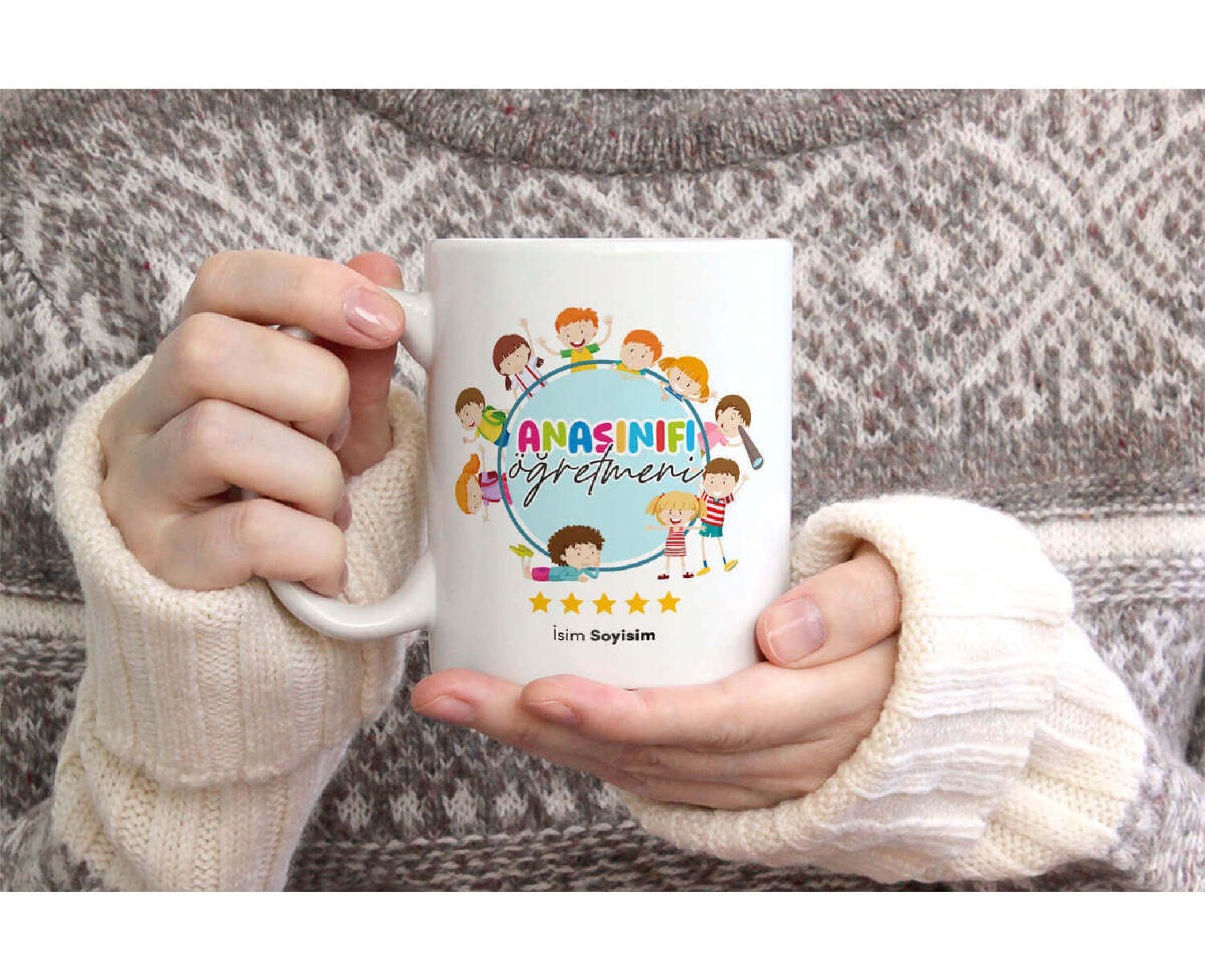ANA SINIFI ÖĞRETMENİ TEMALI KİŞİYE ÖZEL SERAMİK KUPA BARDAK