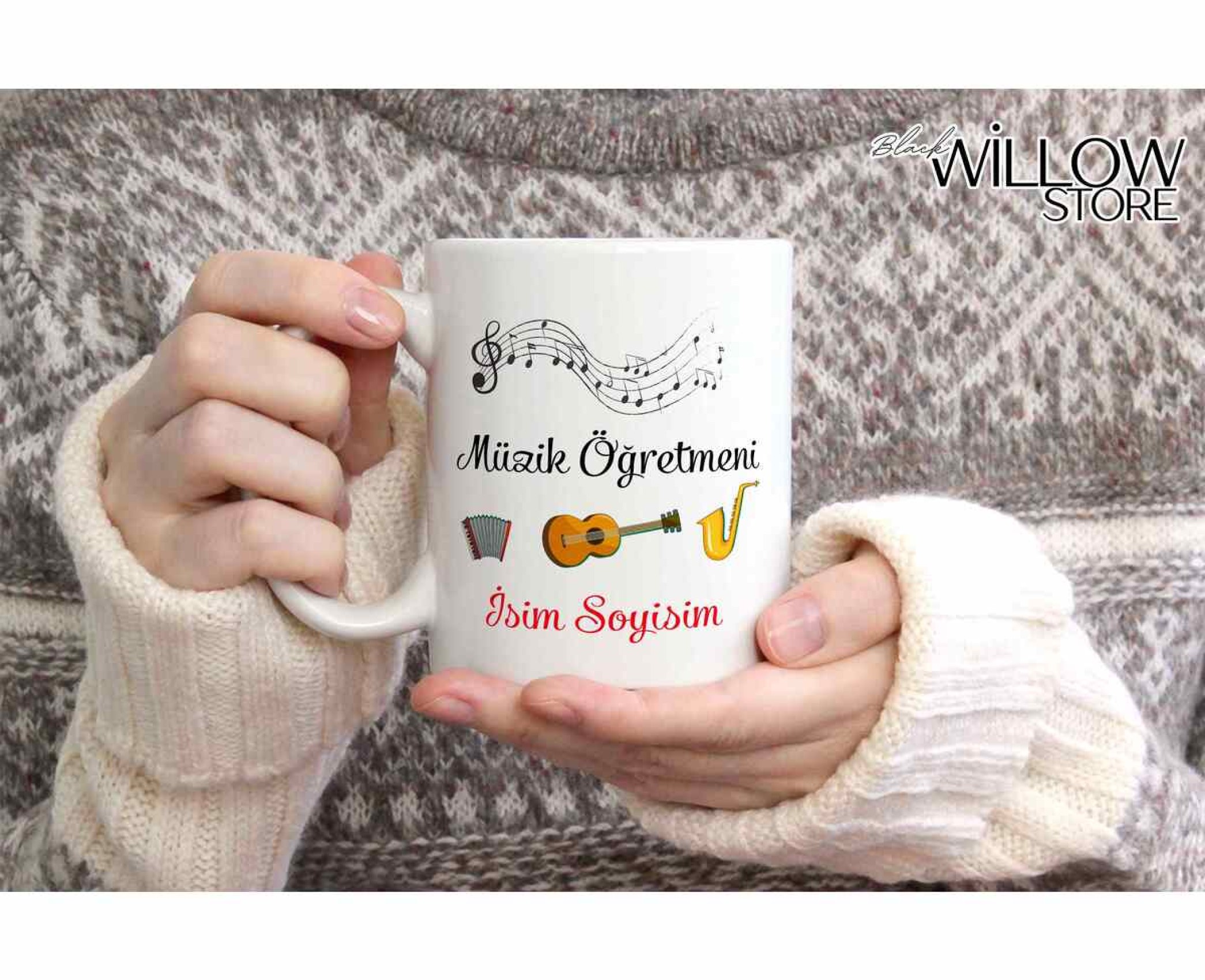 MÜZİK ÖĞRETMENİ TEMALI KİŞİYE ÖZEL SERAMİK KUPA BARDAK