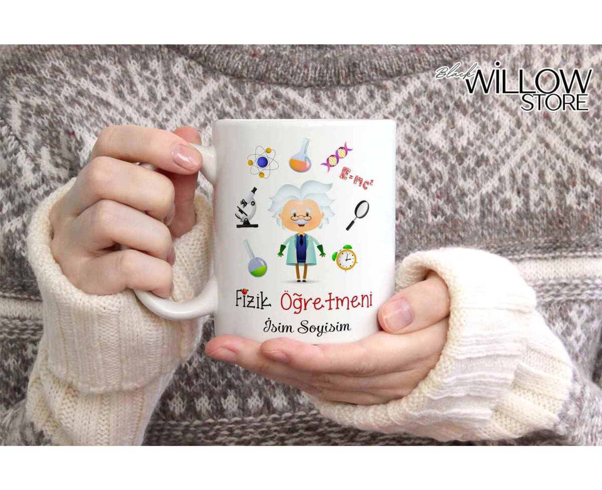 FİZİK ÖĞRETMENİ TEMALI KİŞİYE ÖZEL SERAMİK KUPA BARDAK