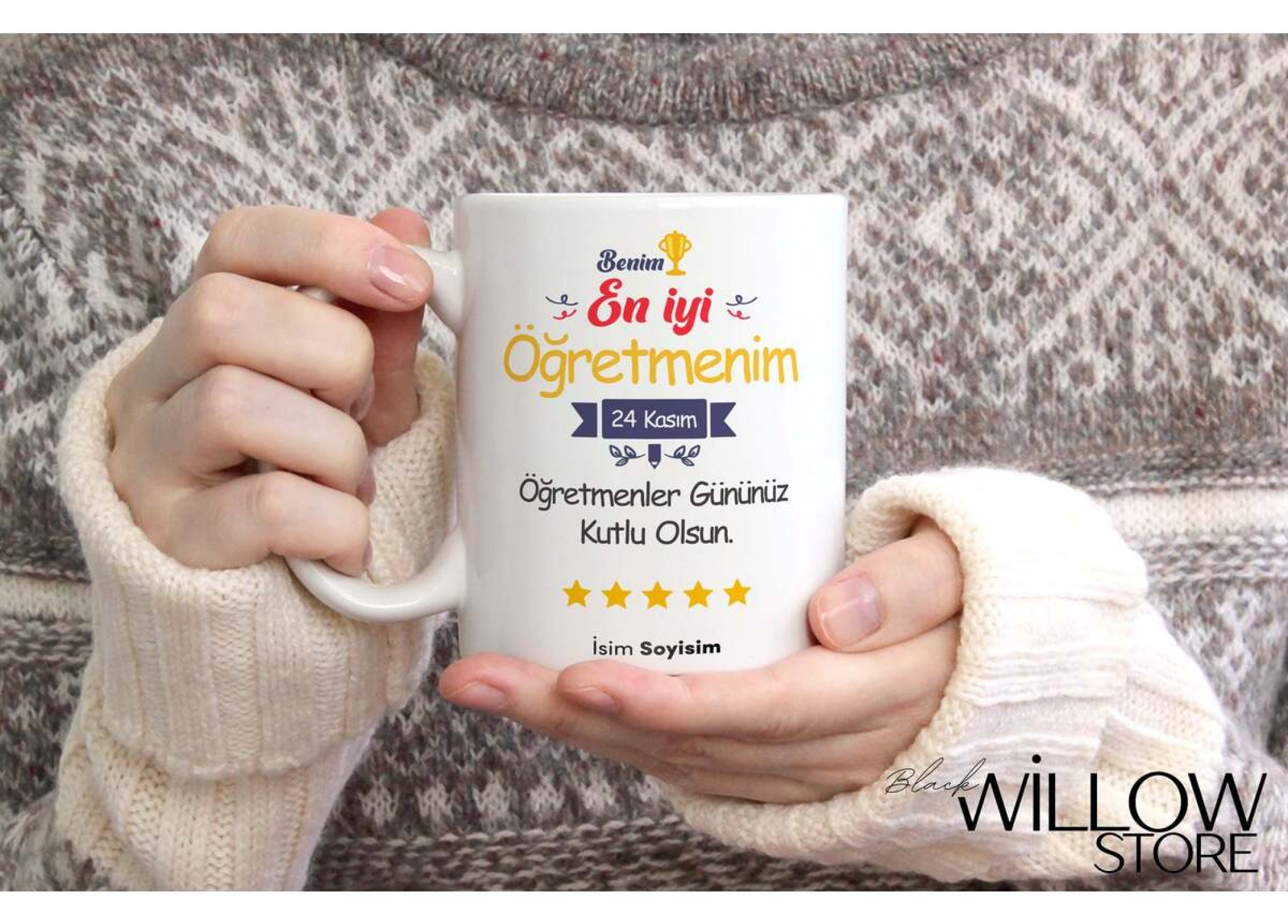 ÖĞRETMENLER GÜNÜ TEMALI KİŞİYE ÖZEL SERAMİK KUPA BARDAK