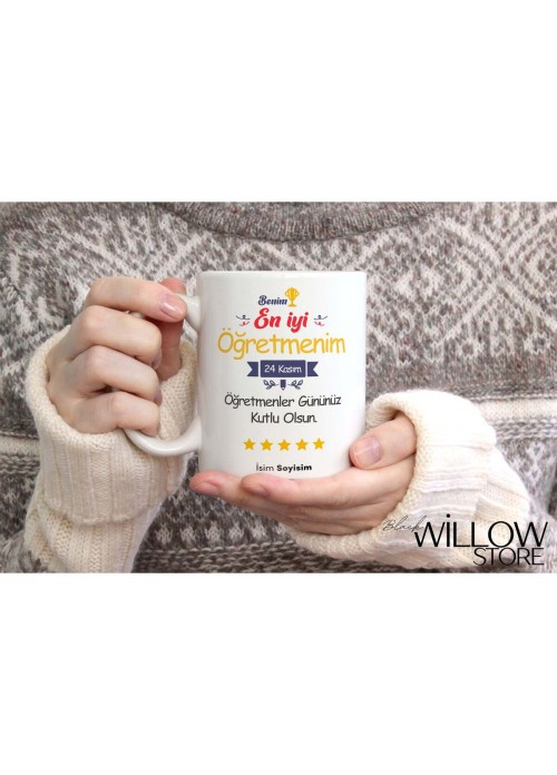 ÖĞRETMENLER GÜNÜ TEMALI KİŞİYE ÖZEL SERAMİK KUPA BARDAK