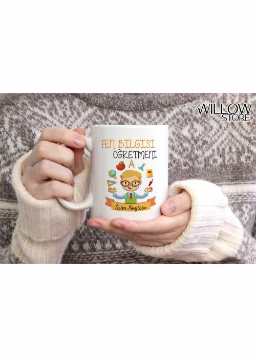 FEN VE TEKNOLOJİ ÖĞRETMENİ TEMALI KİŞİYE ÖZEL SERAMİK KUPA BARDAK