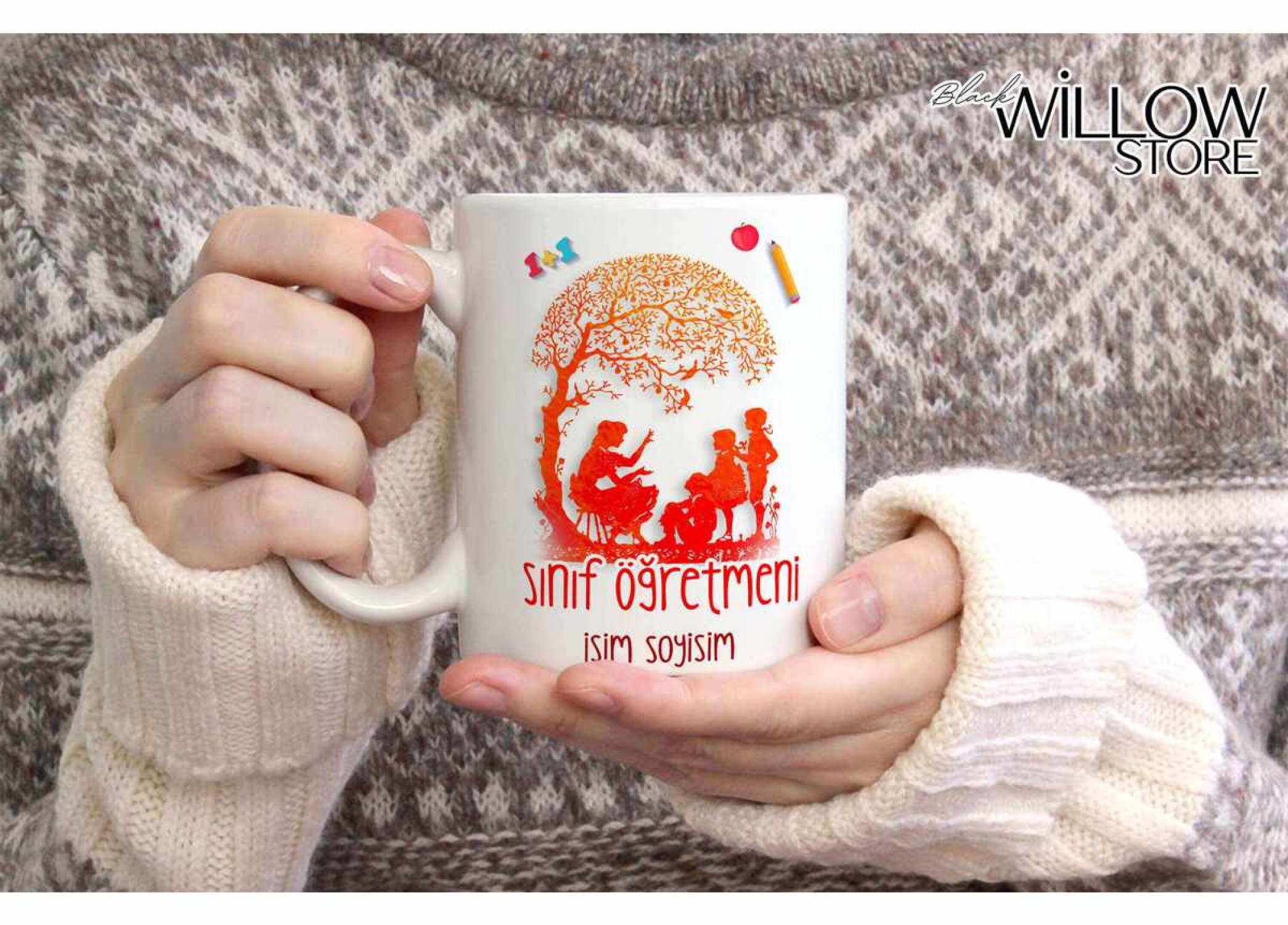 SINIF ÖĞRETMENİ TEMALI KİŞİYE ÖZEL SERAMİK KUPA BARDAK-7