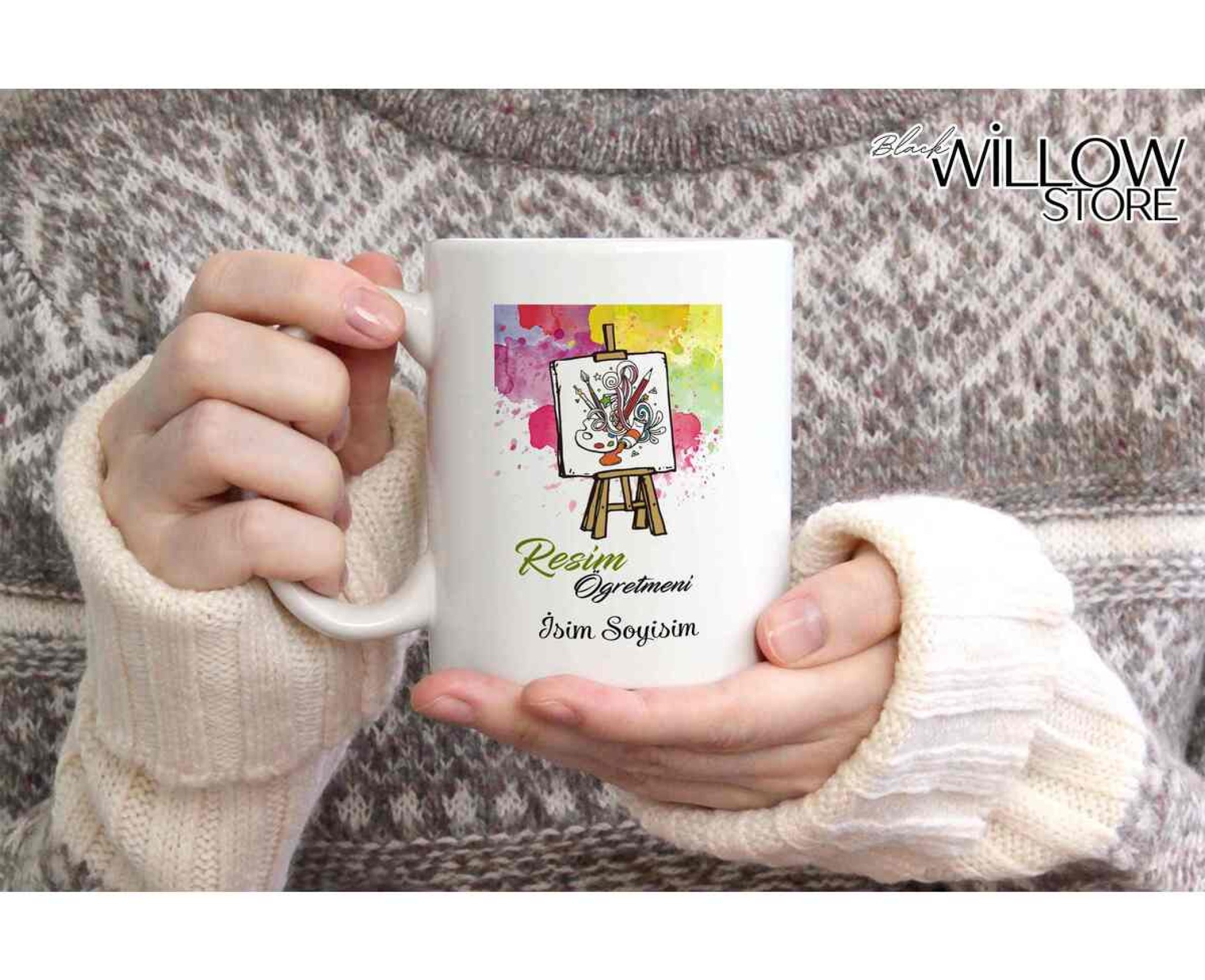 RESİM ÖĞRETMENİ TEMALI KİŞİYE ÖZEL SERAMİK KUPA BARDAK