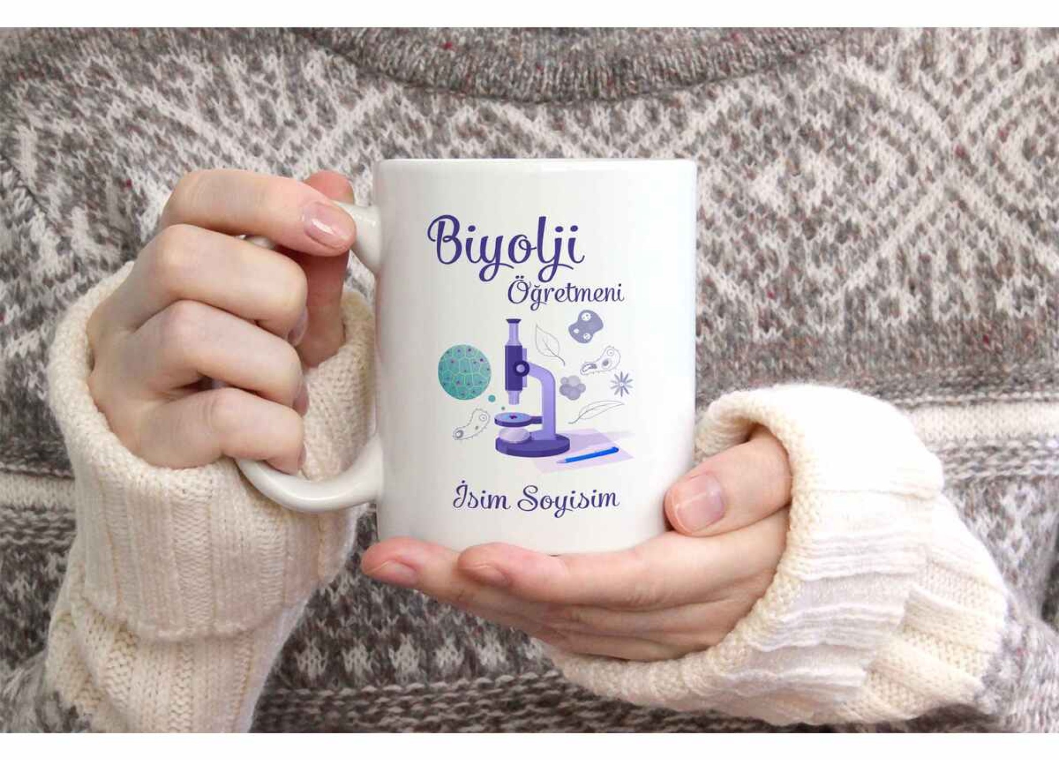 BİYOLOJİ ÖĞRETMENİ TEMALI KİŞİYE ÖZEL SERAMİK KUPA BARDAK