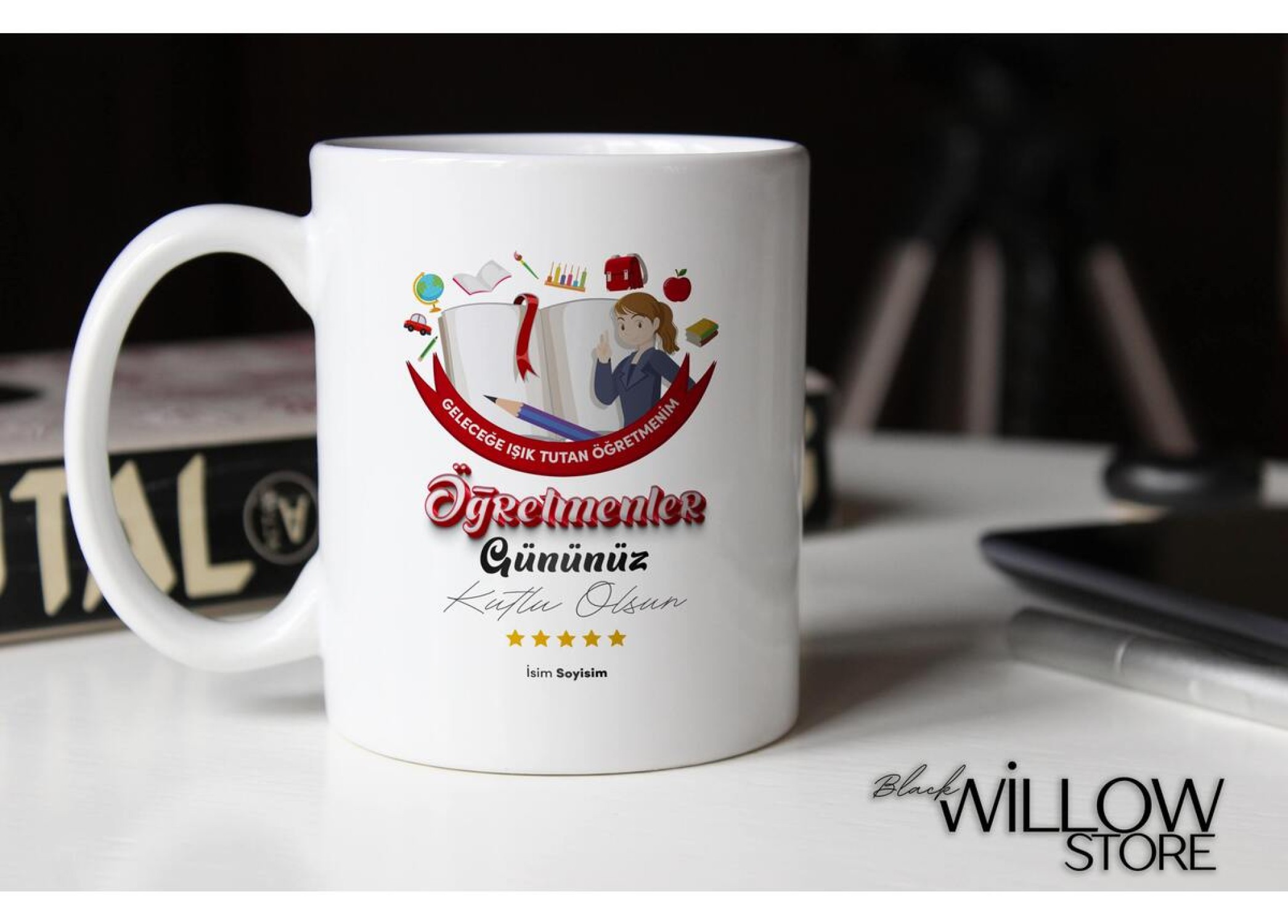 ÖĞRETMENLER GÜNÜ TEMALI KİŞİYE ÖZEL SERAMİK KUPA BARDAK
