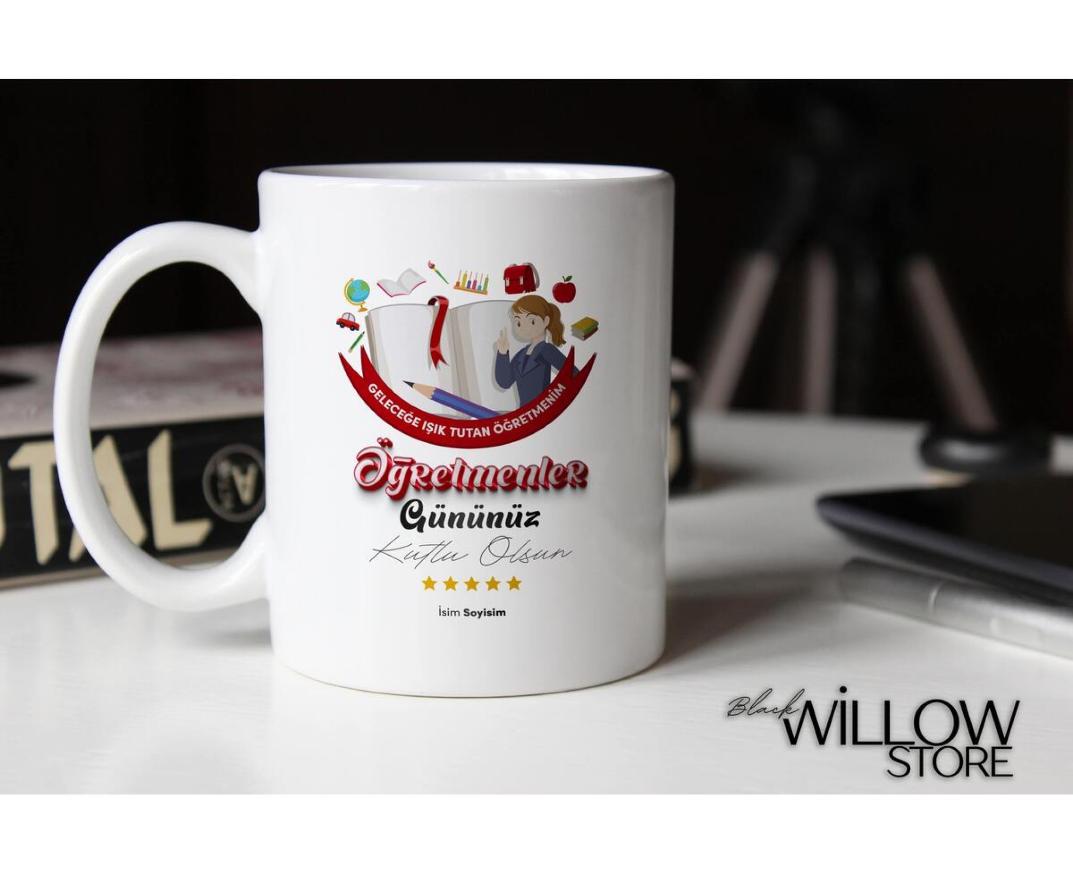 ÖĞRETMENLER GÜNÜ TEMALI KİŞİYE ÖZEL SERAMİK KUPA BARDAK