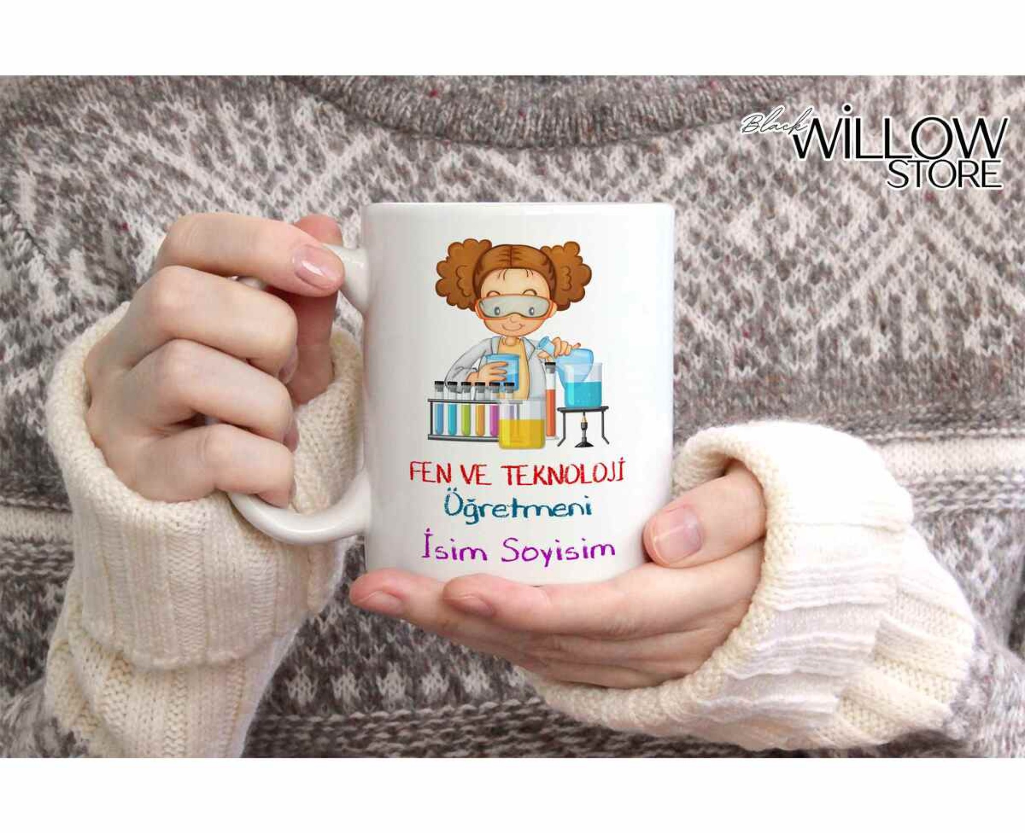 FEN VE TEKNOLOJİ ÖĞRETMENİ TEMALI KİŞİYE ÖZEL SERAMİK KUPA BARDAK