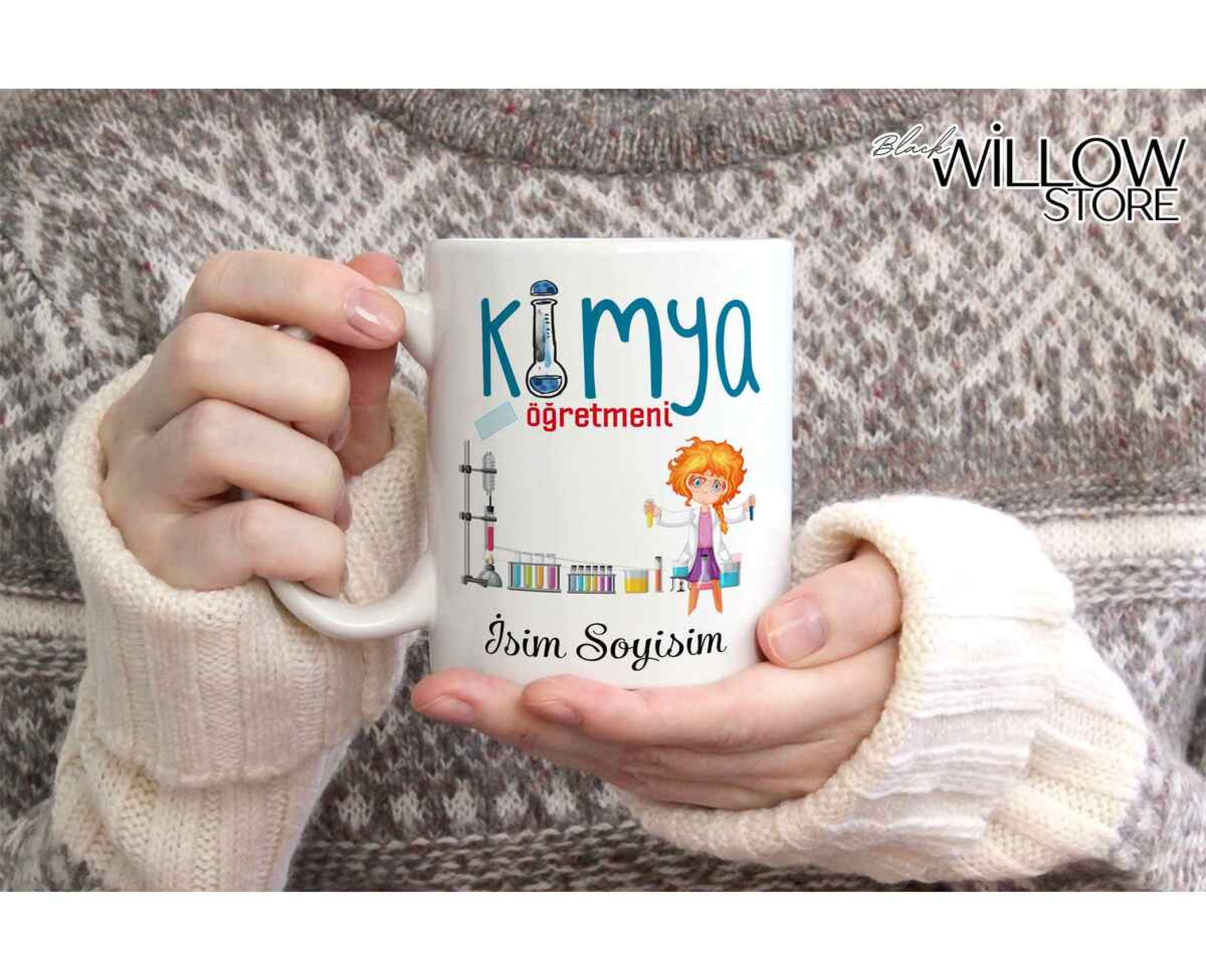 KİMYA ÖĞRETMENİ TEMALI KİŞİYE ÖZEL SERAMİK KUPA BARDAK