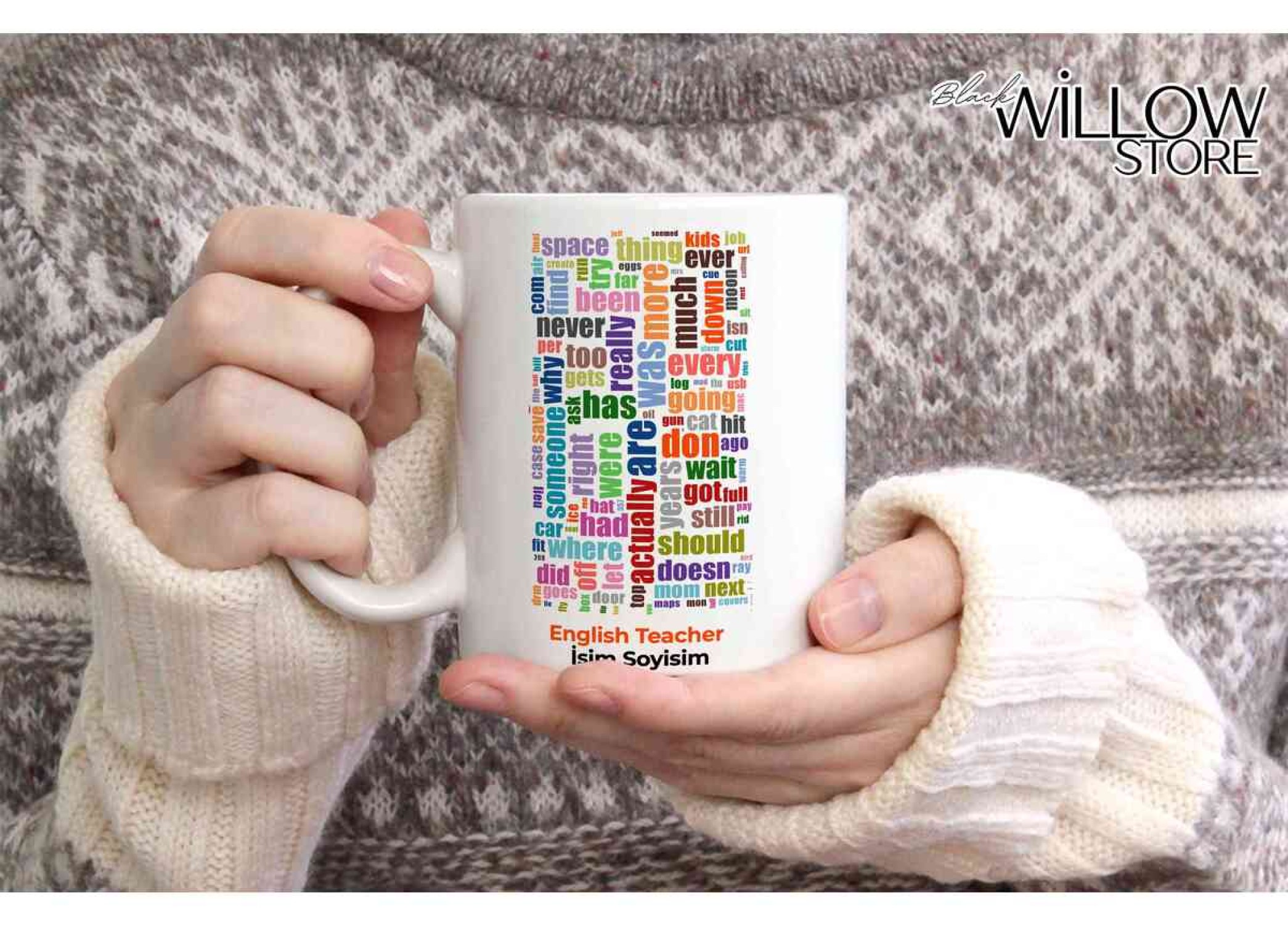 İNGİLİZCE ÖĞRETMENİ TEMALI KİŞİYE ÖZEL SERAMİK KUPA BARDAK