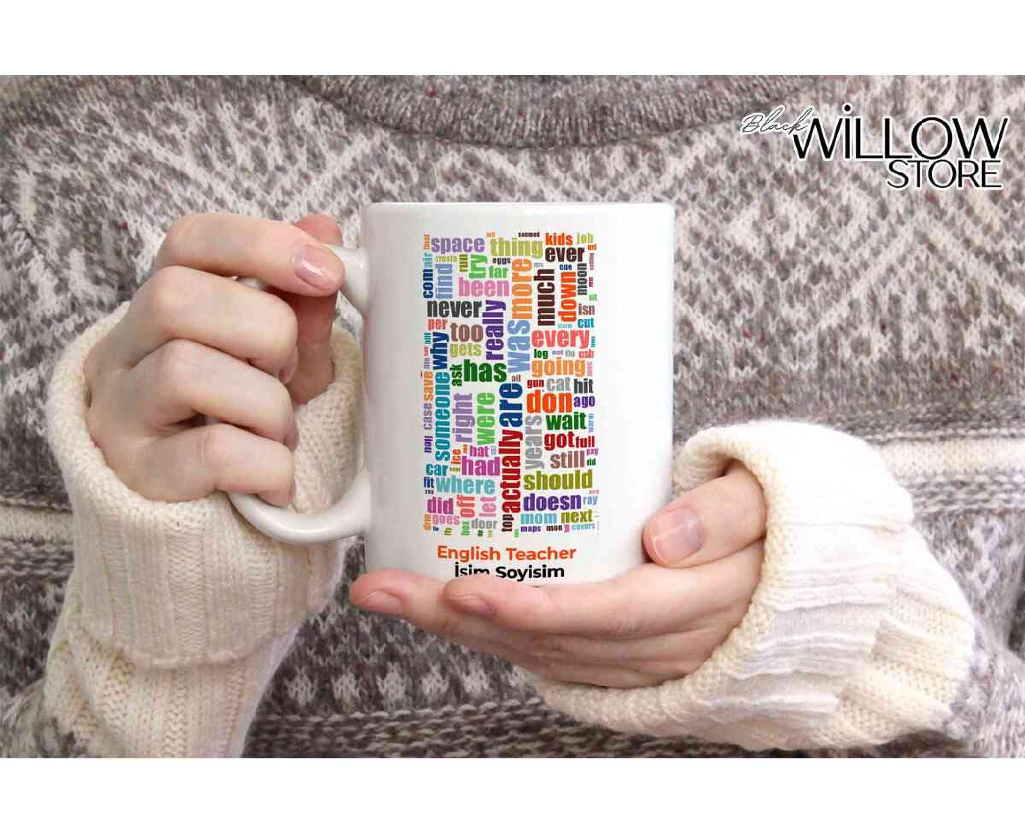 İNGİLİZCE ÖĞRETMENİ TEMALI KİŞİYE ÖZEL SERAMİK KUPA BARDAK