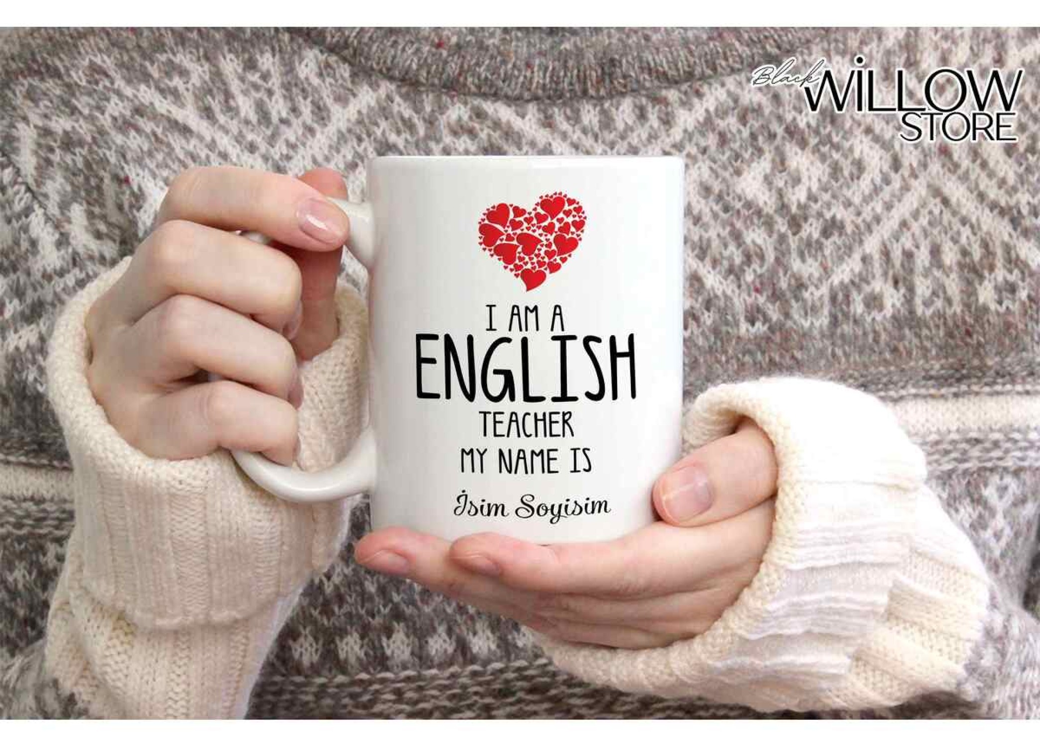 İNGİLİZCE ÖĞRETMENİ TEMALI KİŞİYE ÖZEL SERAMİK KUPA BARDAK