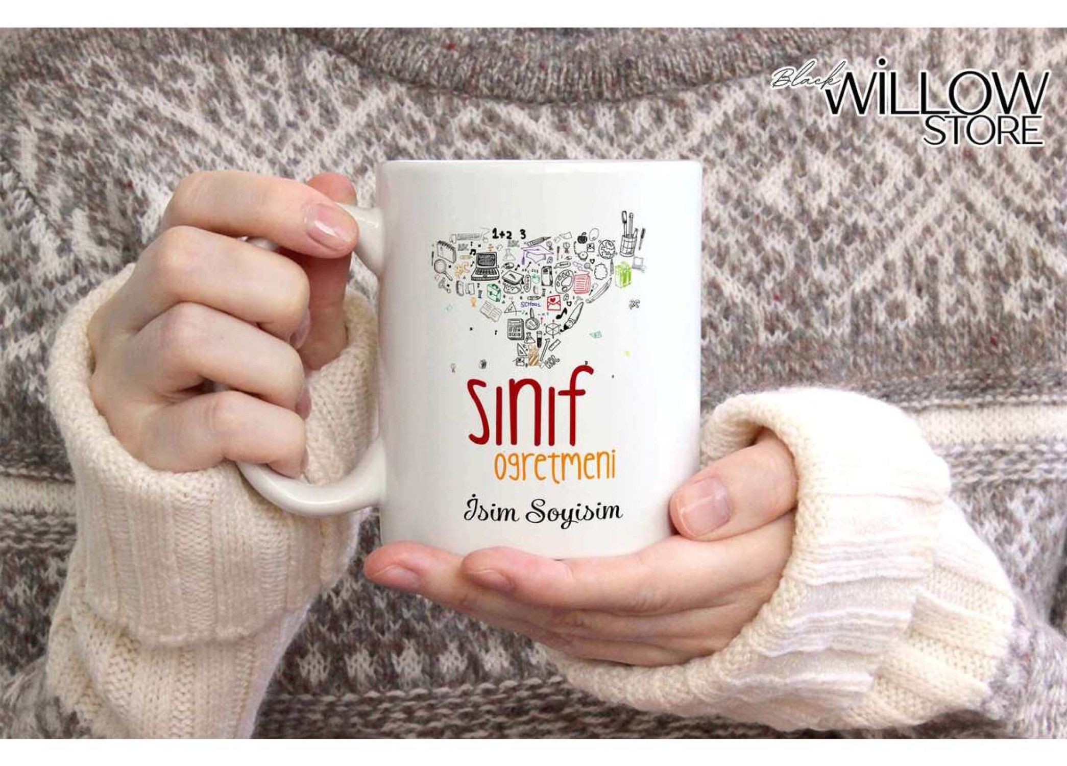 SINIF ÖĞRETMENİ TEMALI KİŞİYE ÖZEL SERAMİK KUPA BARDAK-11