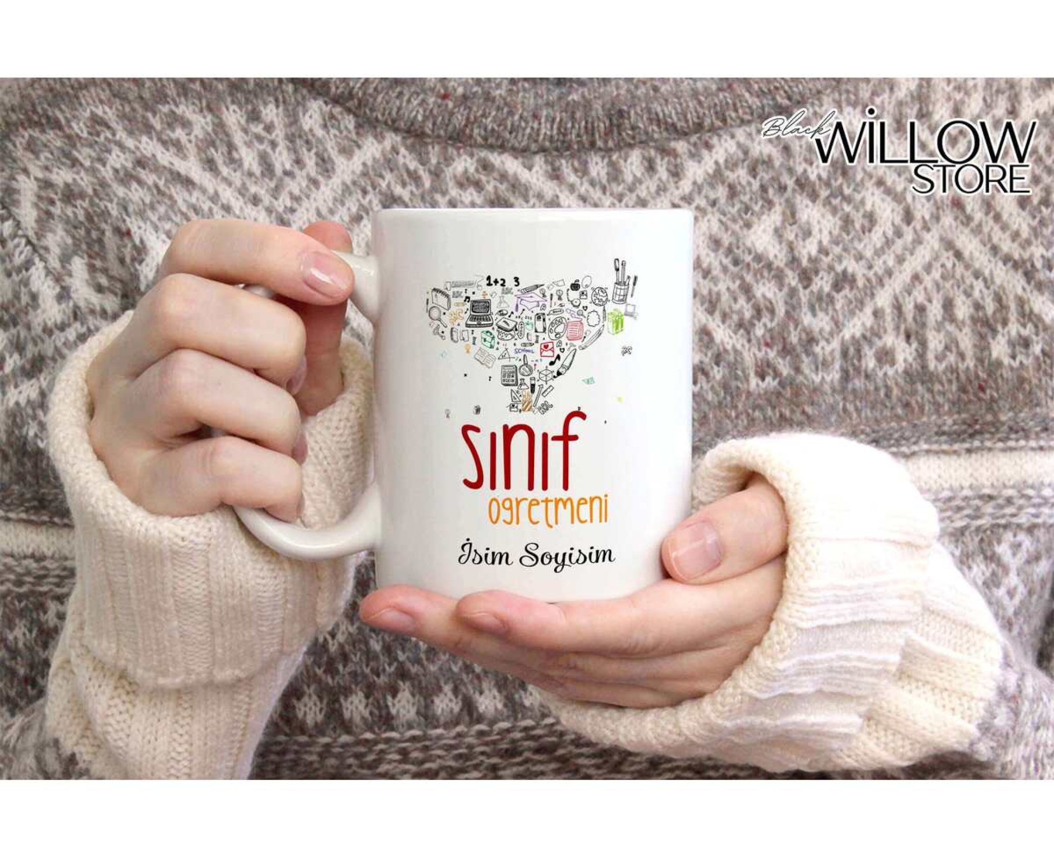 SINIF ÖĞRETMENİ TEMALI KİŞİYE ÖZEL SERAMİK KUPA BARDAK-11