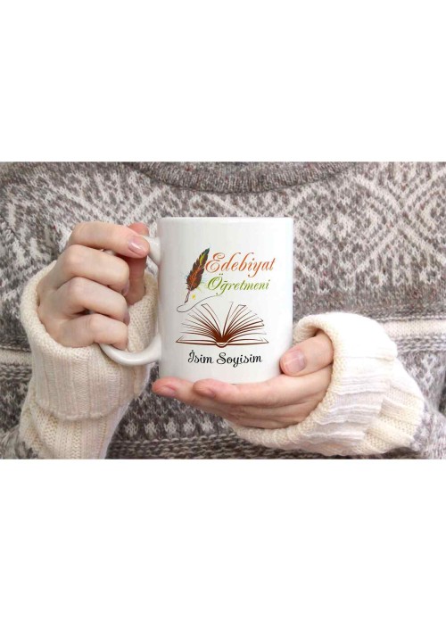 EDEBİYAT ÖĞRETMENİ TEMALI KİŞİYE ÖZEL SERAMİK KUPA BARDAK