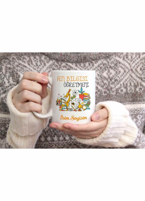FEN VE TEKNOLOJİ ÖĞRETMENİ TEMALI KİŞİYE ÖZEL SERAMİK KUPA BARDAK