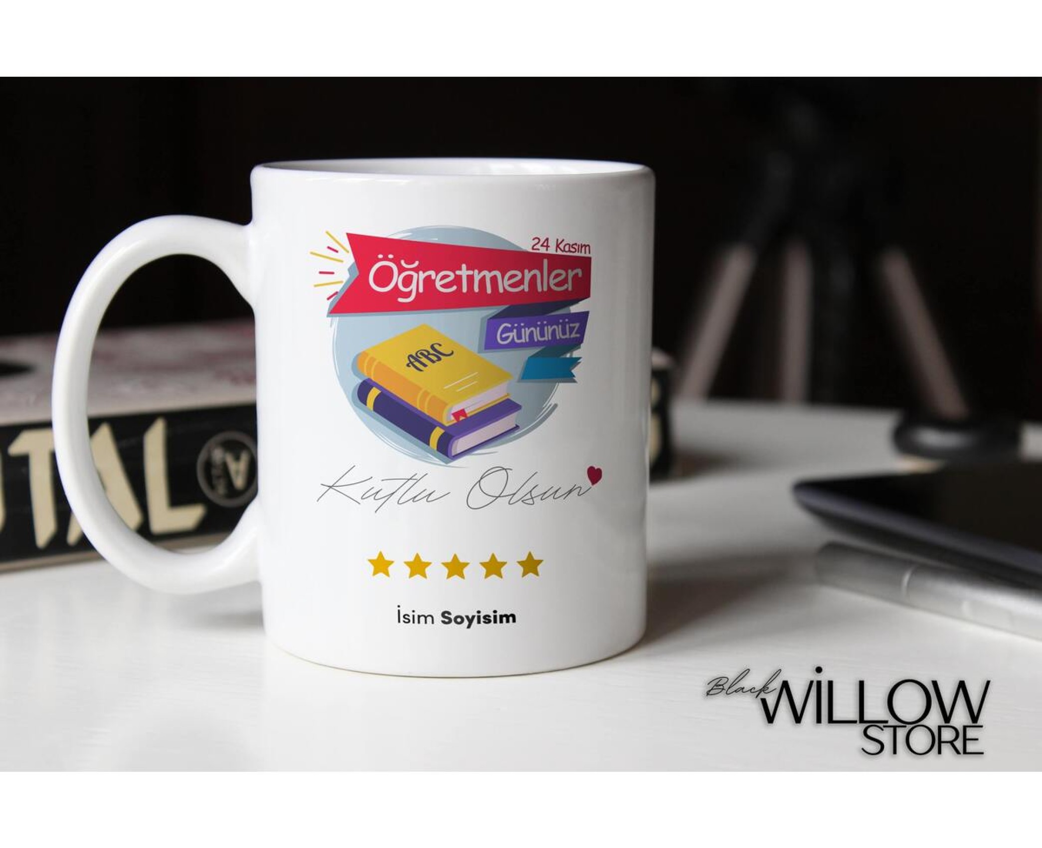 ÖĞRETMENLER GÜNÜ TEMALI KİŞİYE ÖZEL SERAMİK KUPA BARDAK